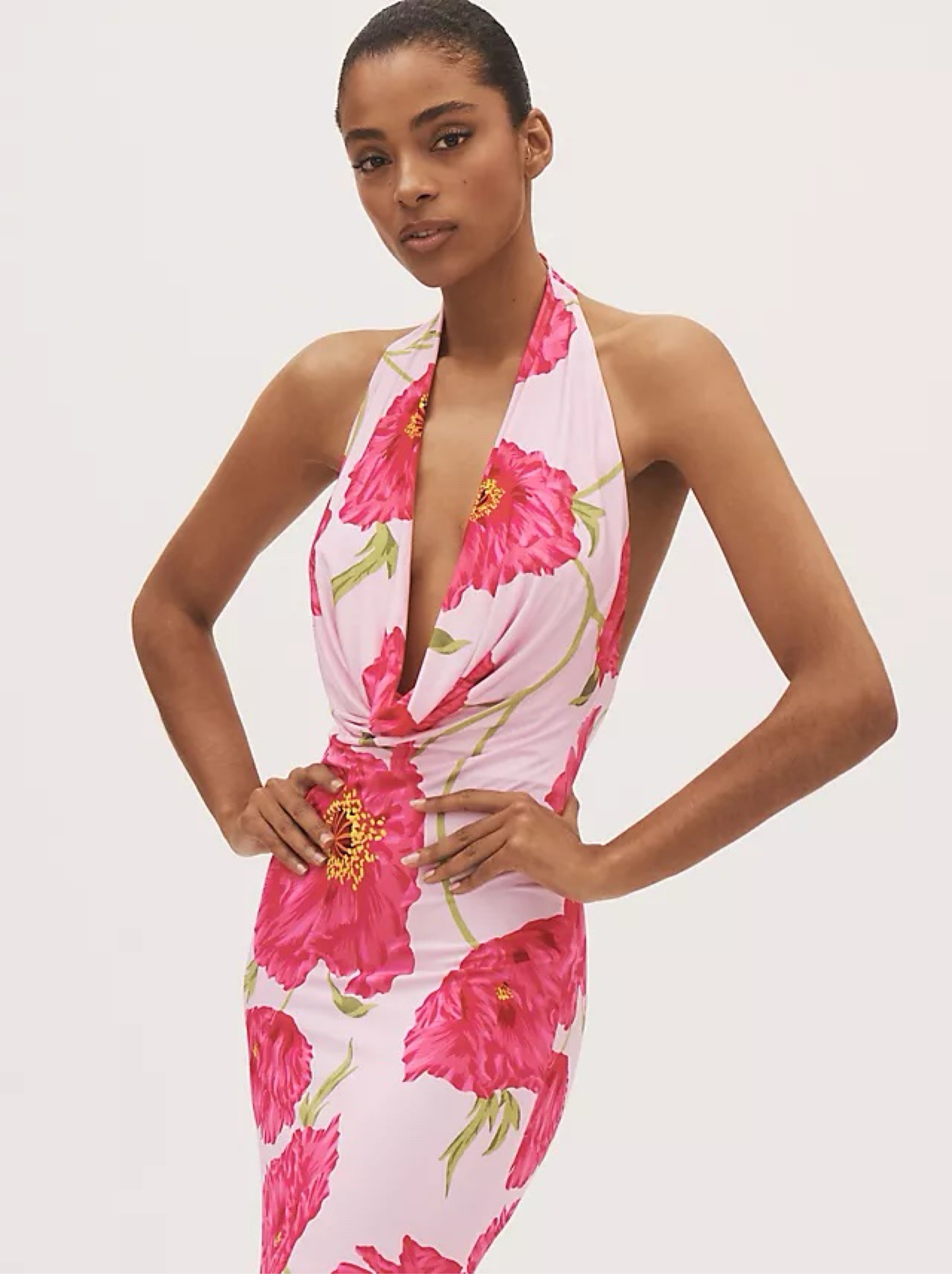 afrm adut garden halter dress AFRM Azula Halter Mesh Maxi Dress