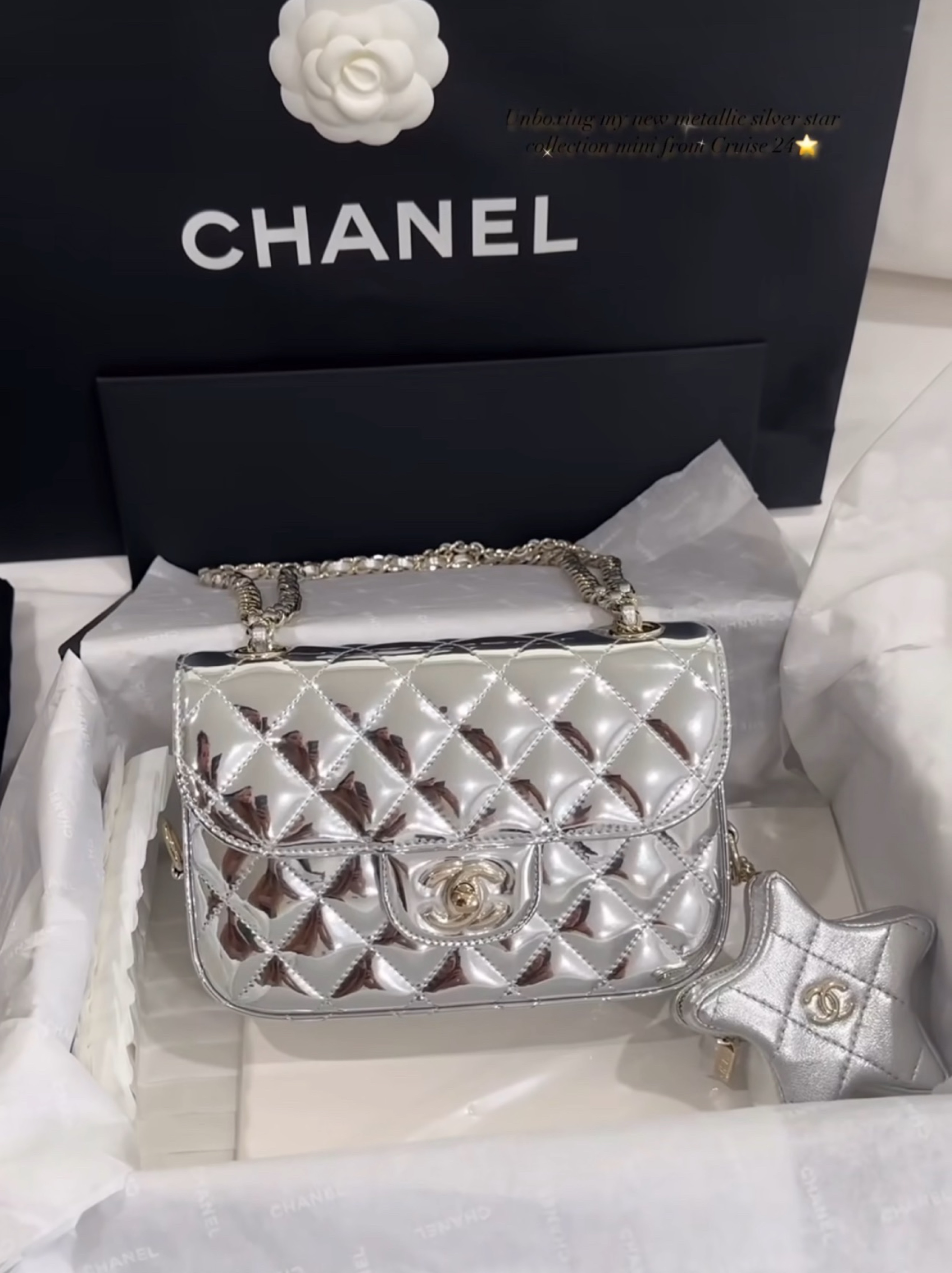 Chanel Metallic Silver Mini Flap
