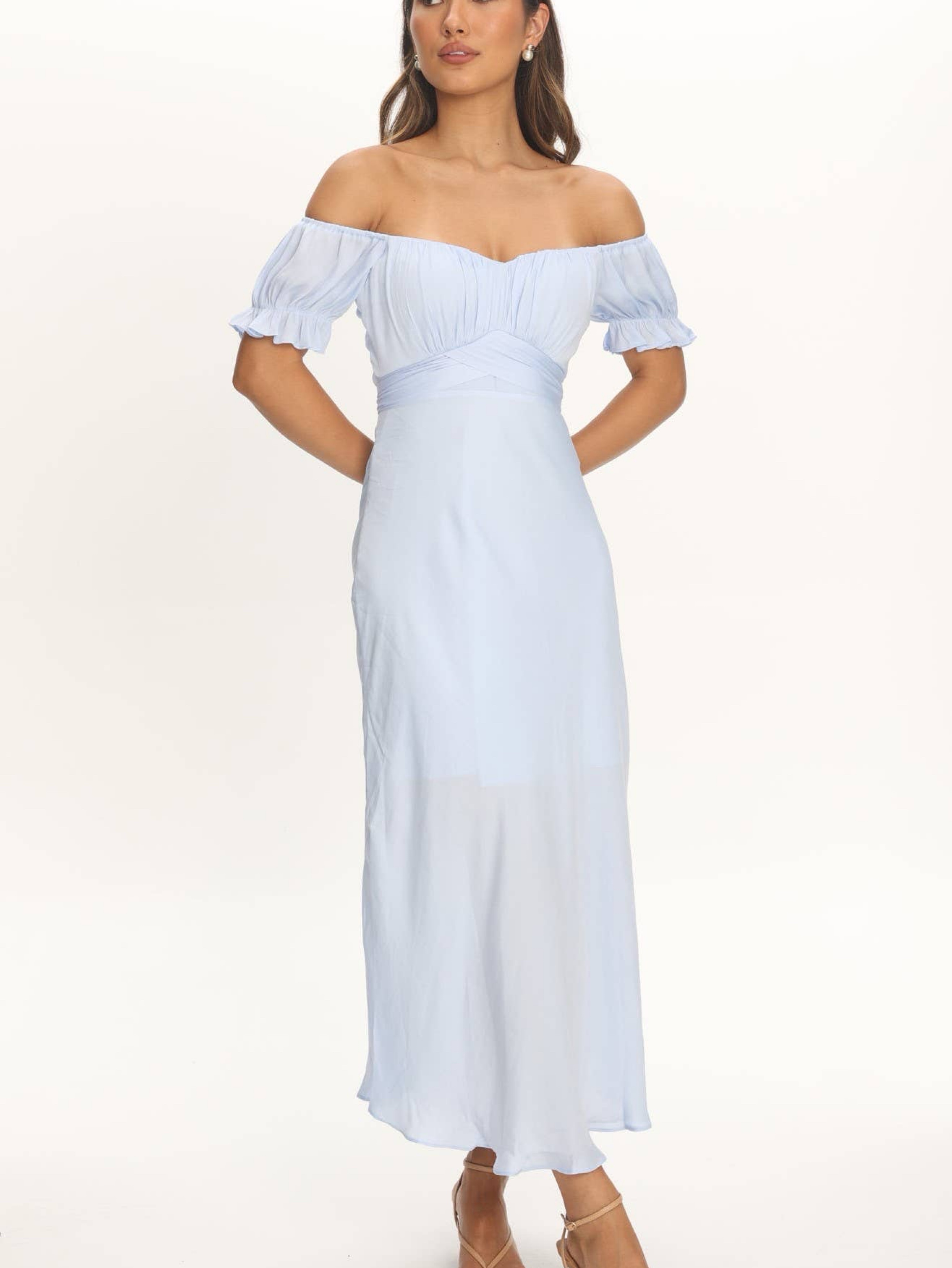 Periwinkle Chiffon Midi Dress