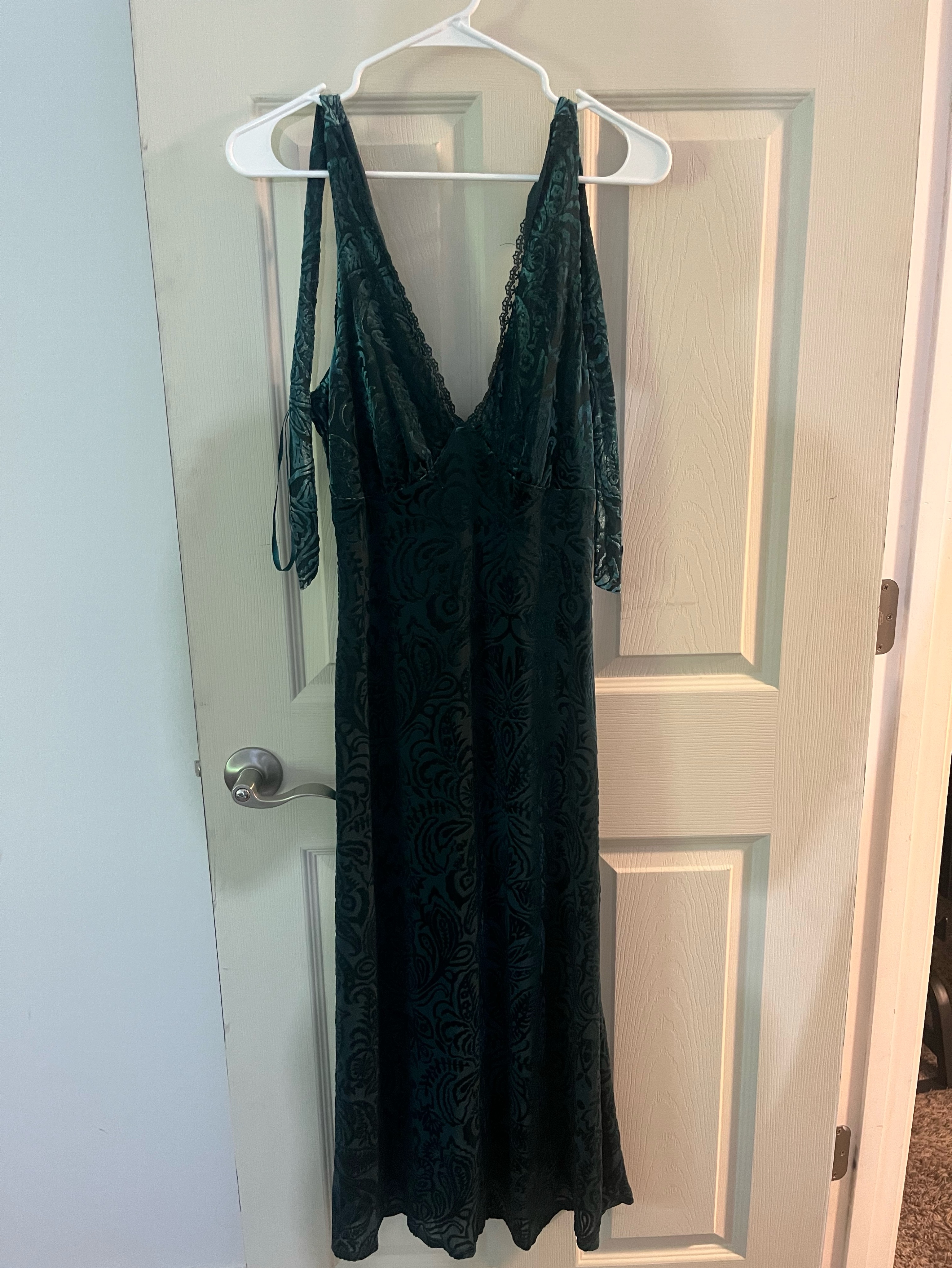 Dark Green Velvet Wrap Maxi Dress