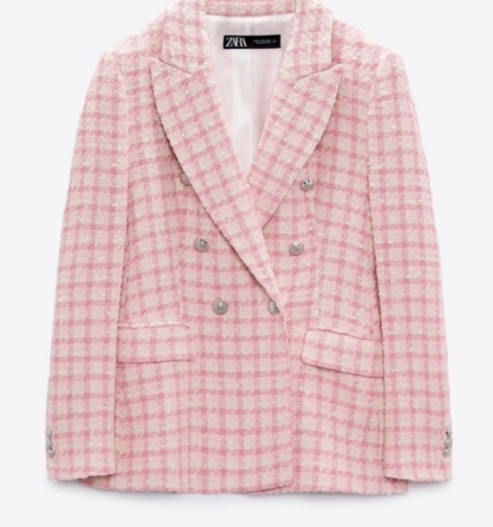 π Zara Pink Tweed Blazer | Barbie Core Chic | Gold Button Jacket β¨
