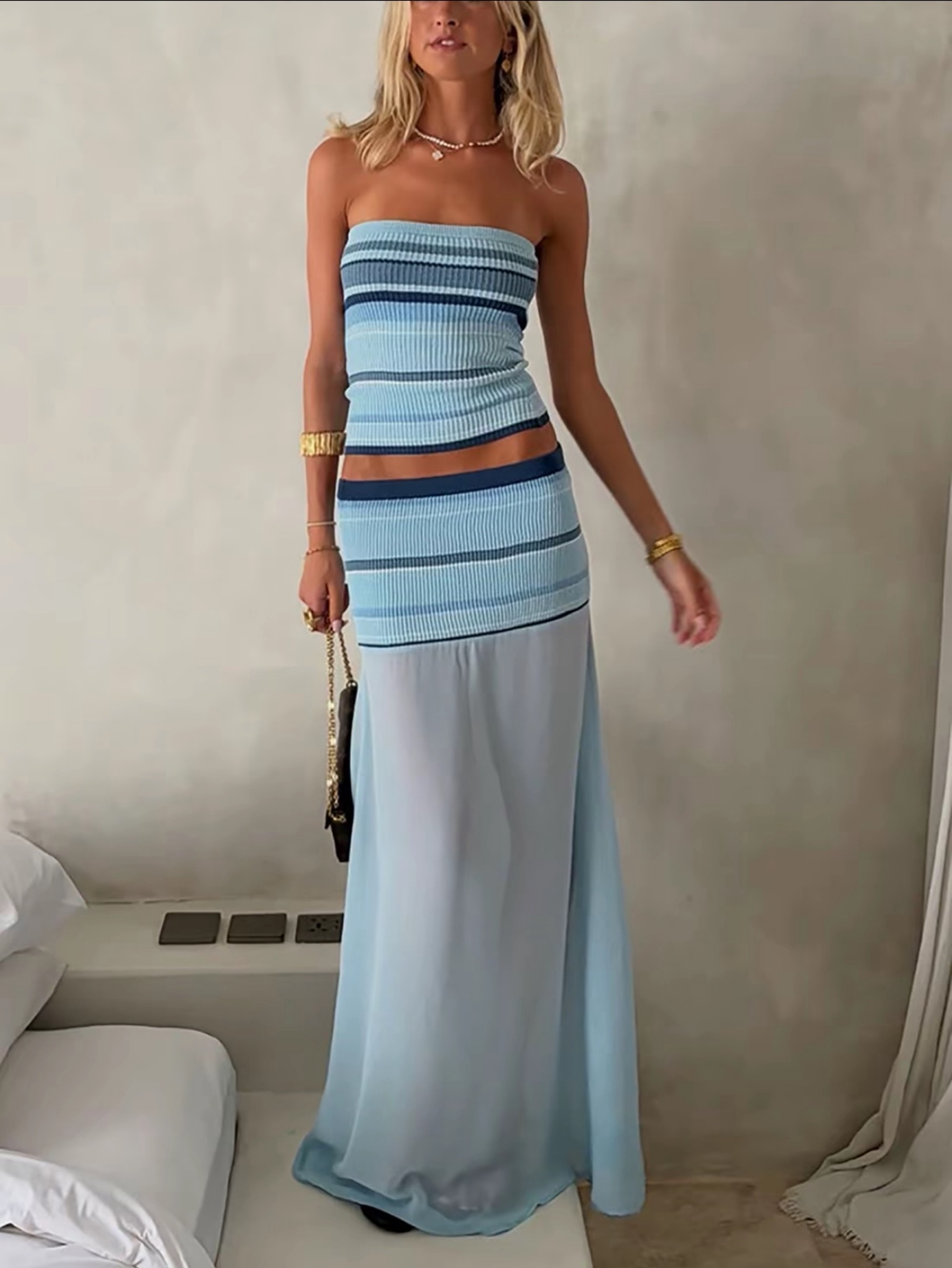 ribbed two piece dress Ribbed Two Piece Sweater Midi Dress