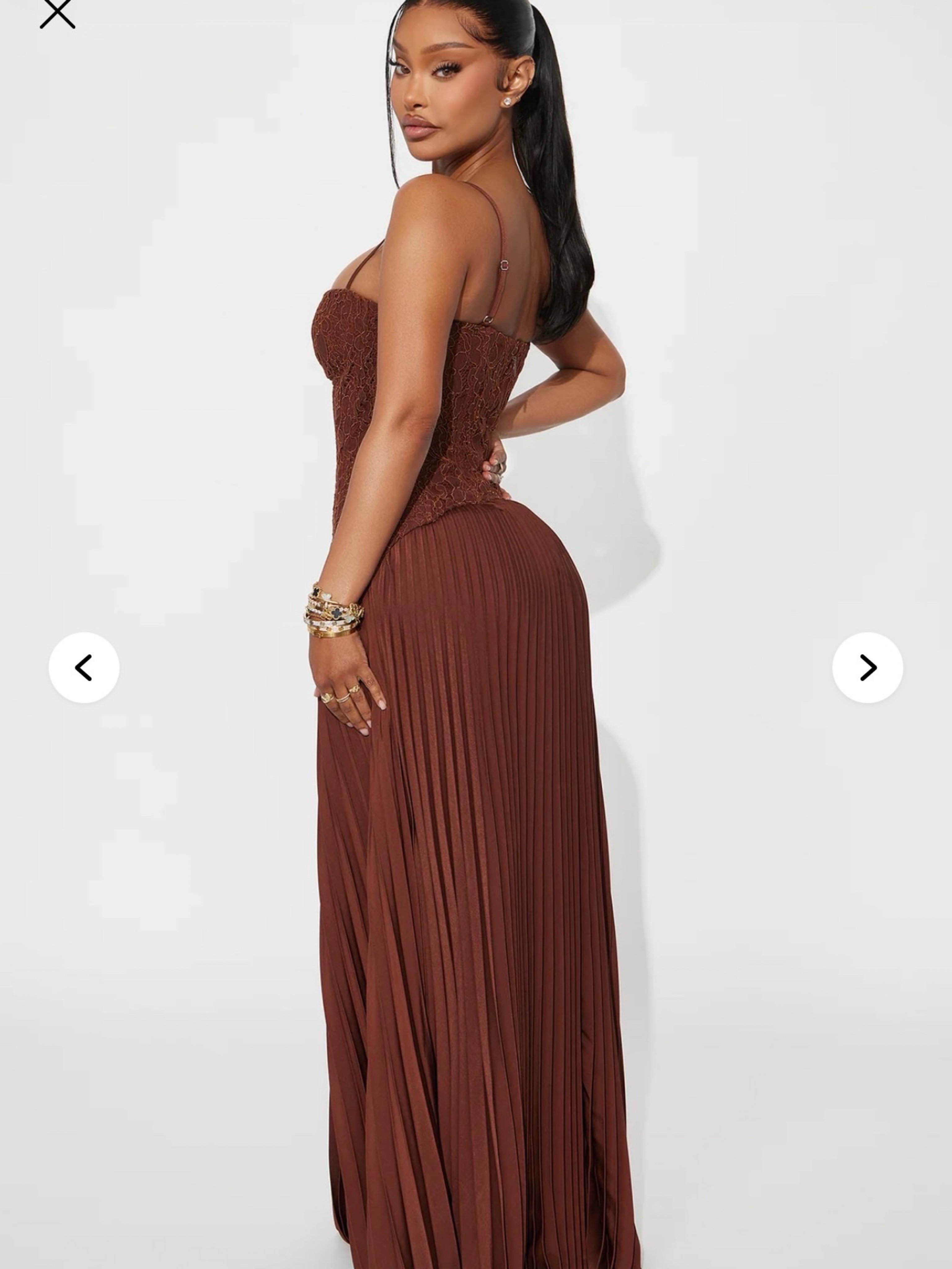 Fashion Nova - Daniella Lace Corset Pleated Maxi Dress - Chocolate by Fashion  Nova - Pickle