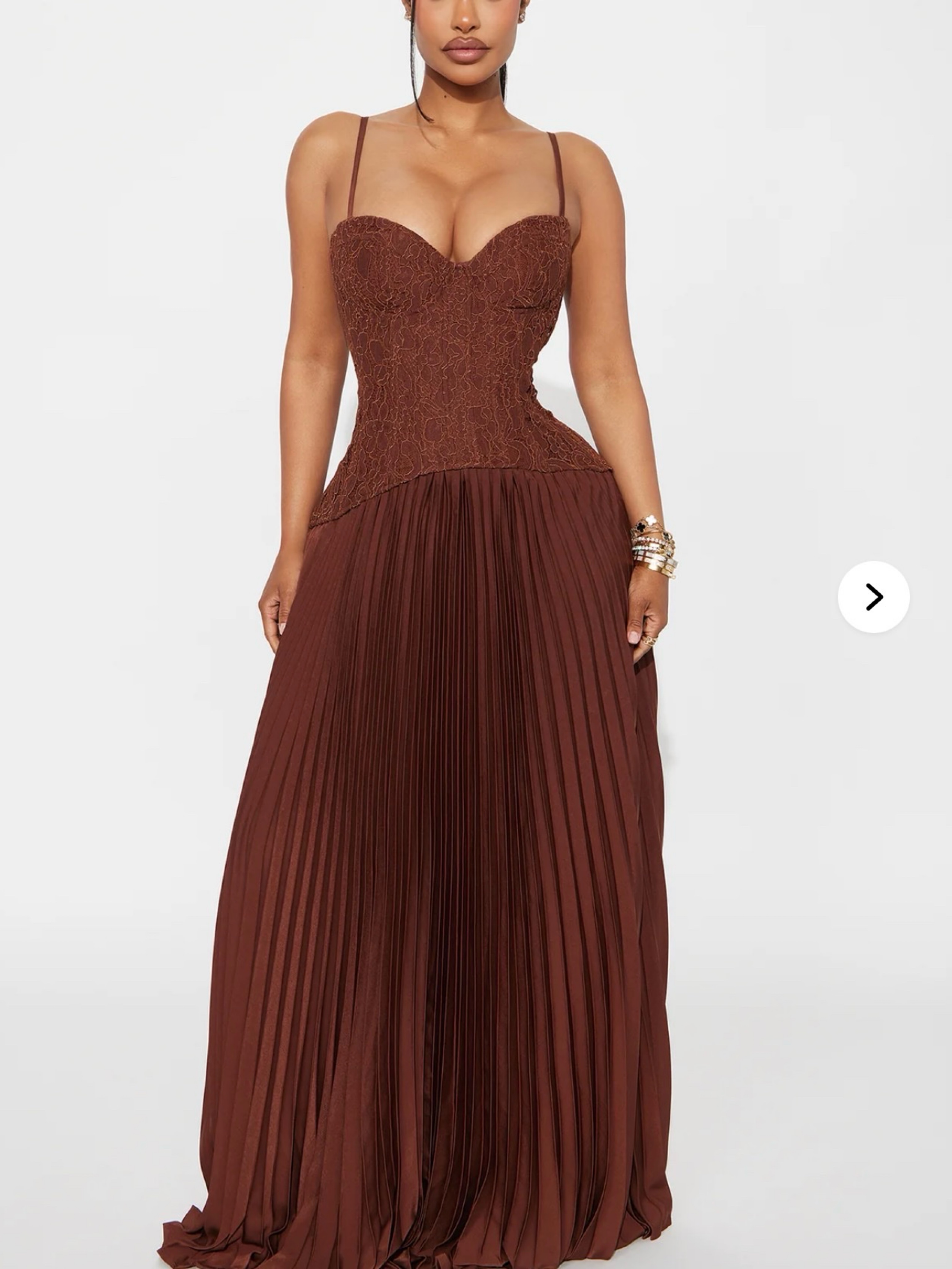 Fashion Nova - Daniella Lace Corset Pleated Maxi Dress - Chocolate by Fashion  Nova - Pickle