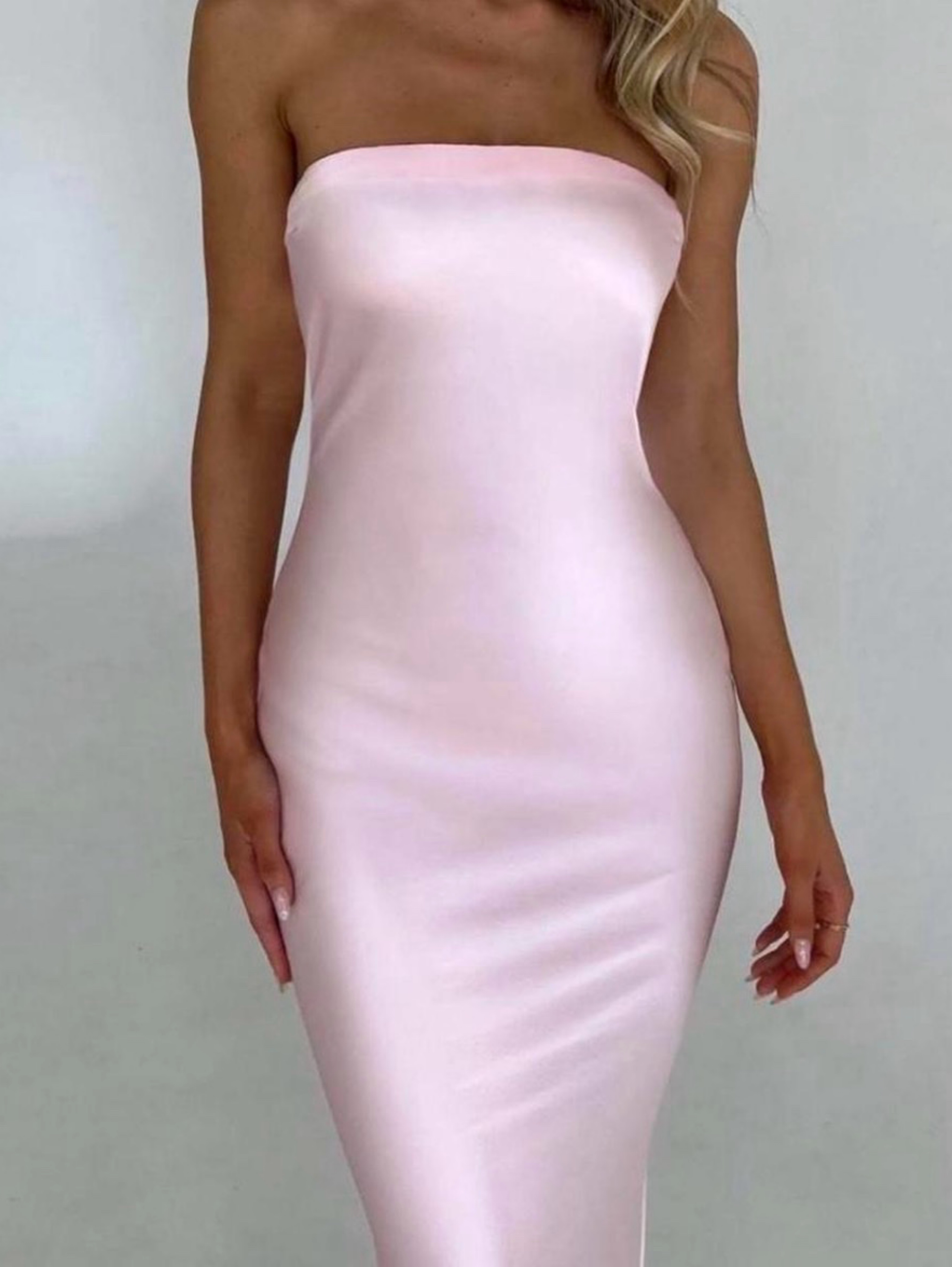 pink satin cut out dress Long Bodycon Prom Dress with Keyhole Cut Out Tulip / Small