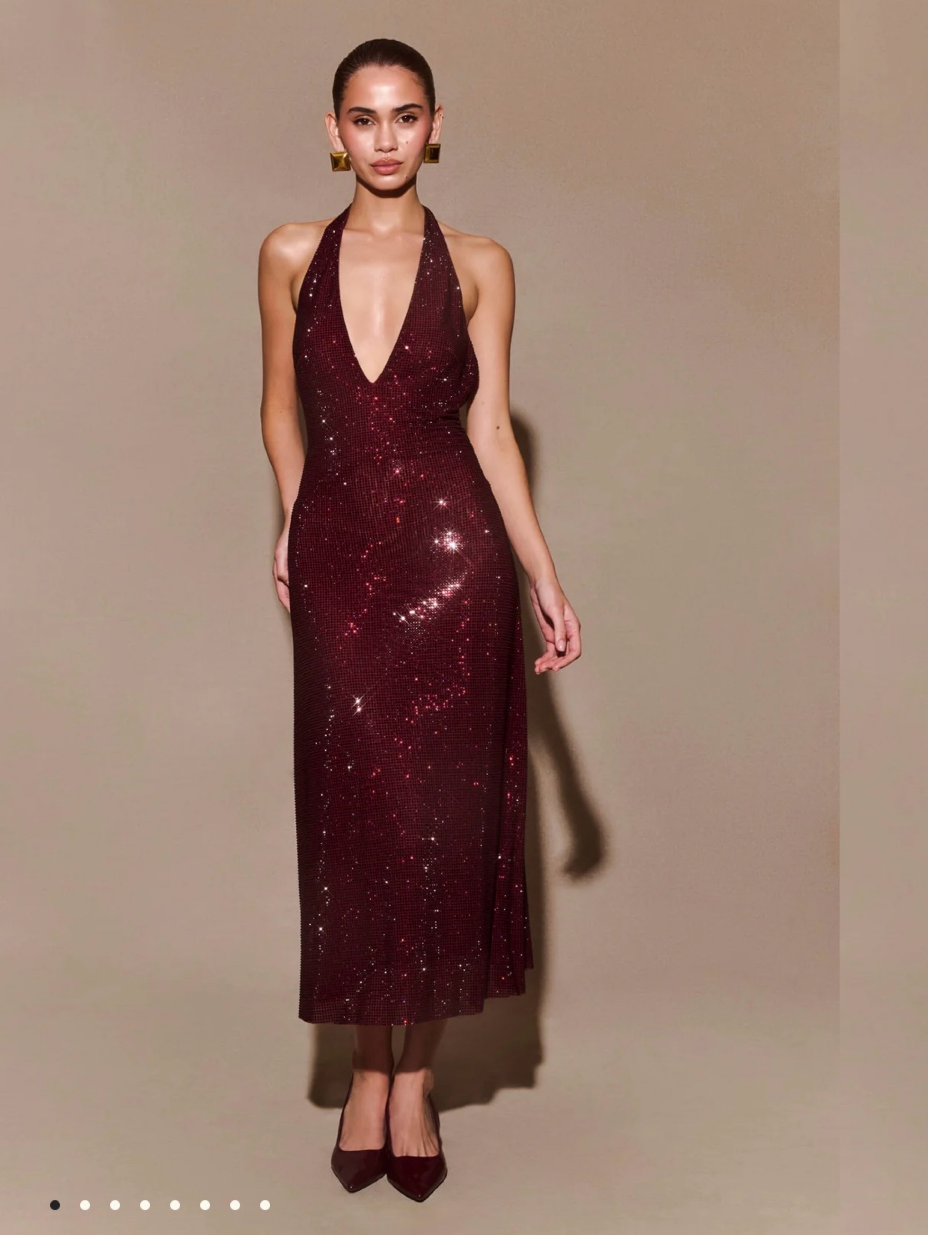 rhinestone halter dress Edge of Glam Black Rhinestone Trim Midi Dress
