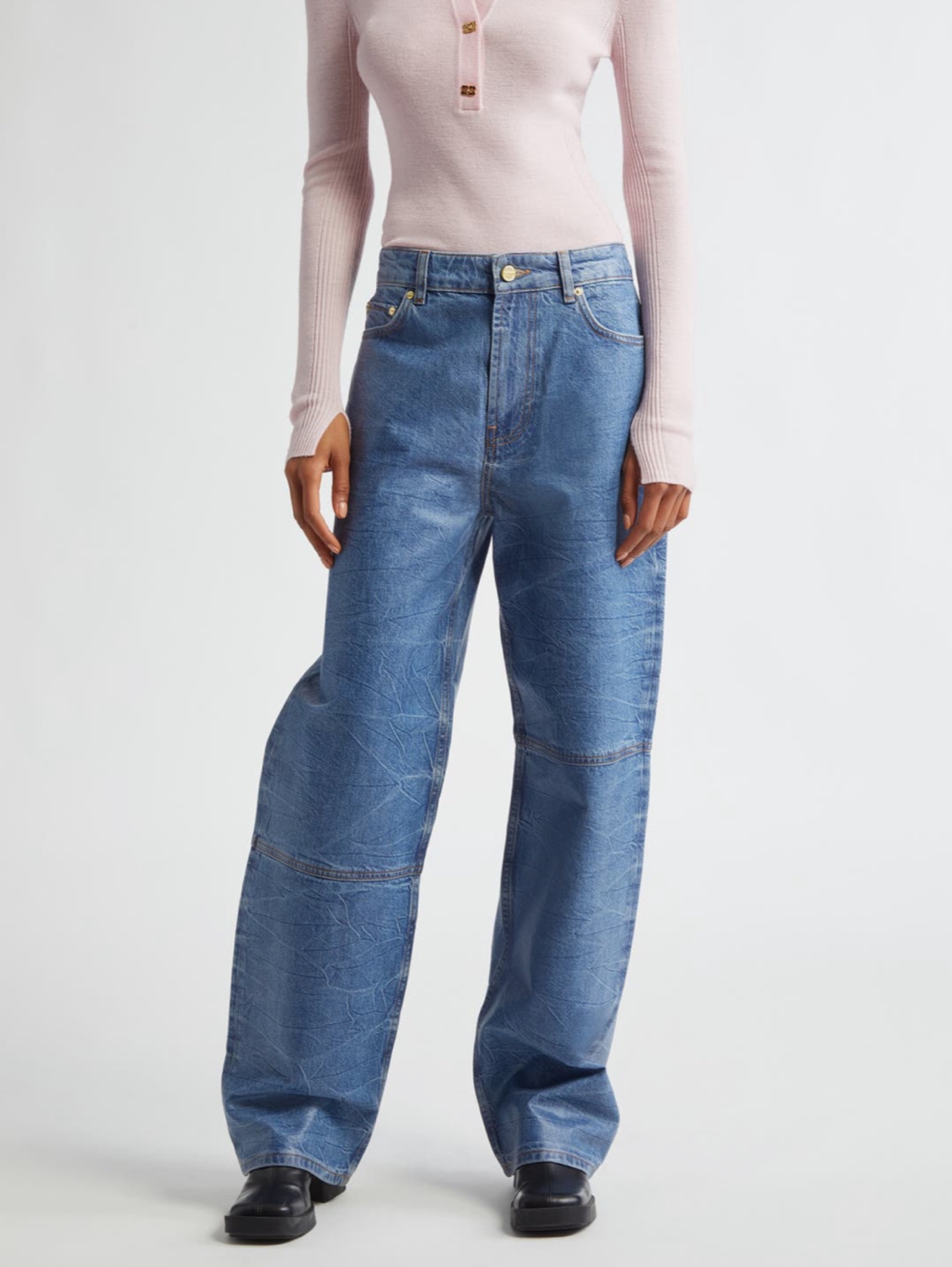 GANNI Blue Denim Jeans with Seam Details by GANNI | Pickle