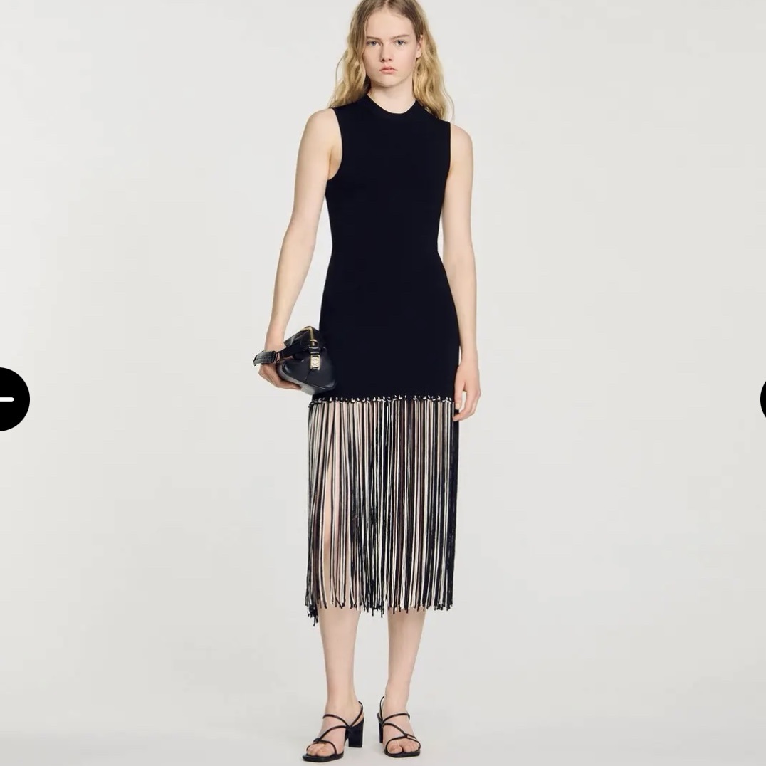 sandro fringed midi dress Fringed maxi dress black / gray For Women