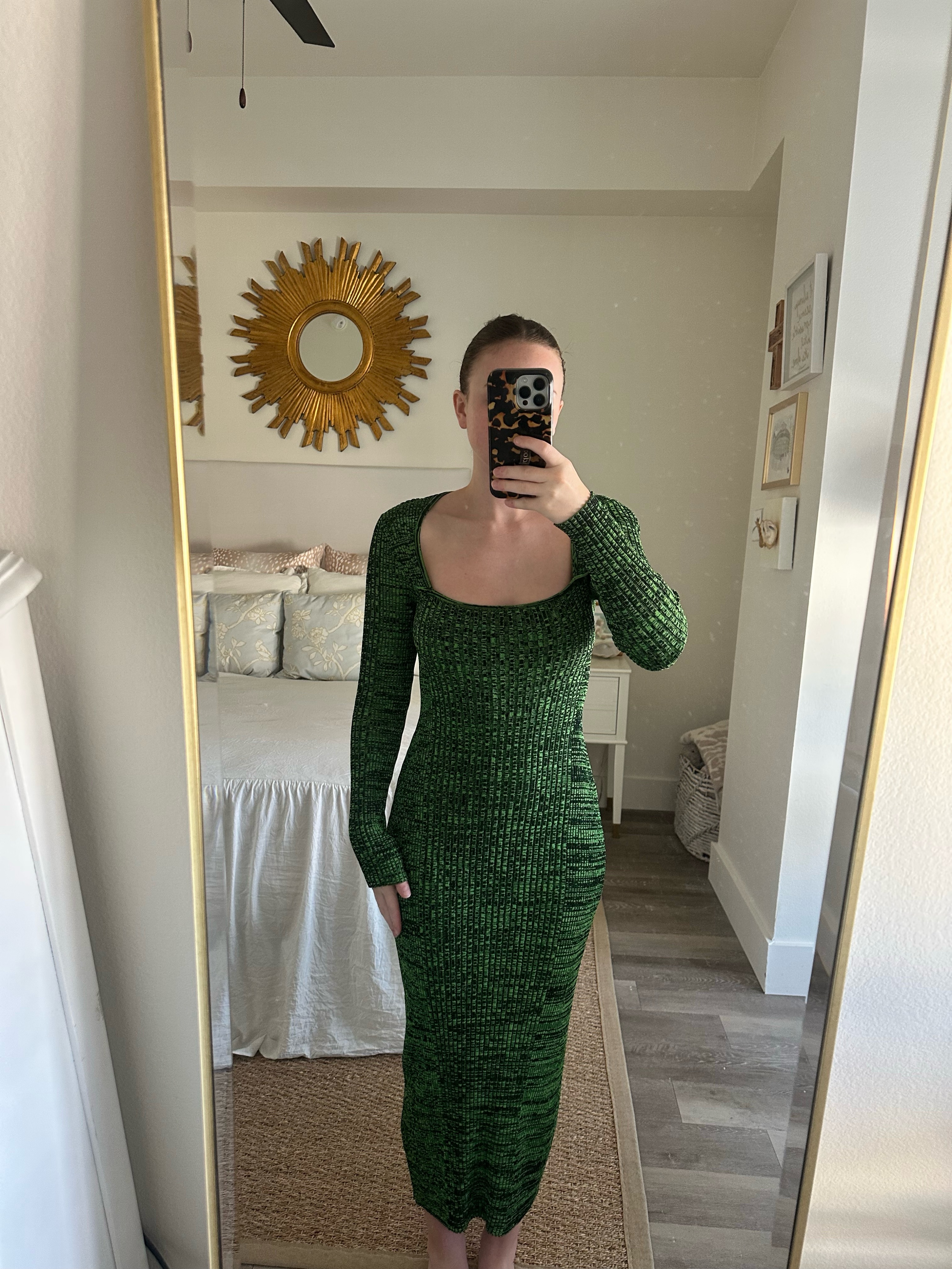 green sweater maxi dress Ruched Long Sleeve Sweater V-Neck, Keep It Cute Maxi Dress in Green, Size XL,