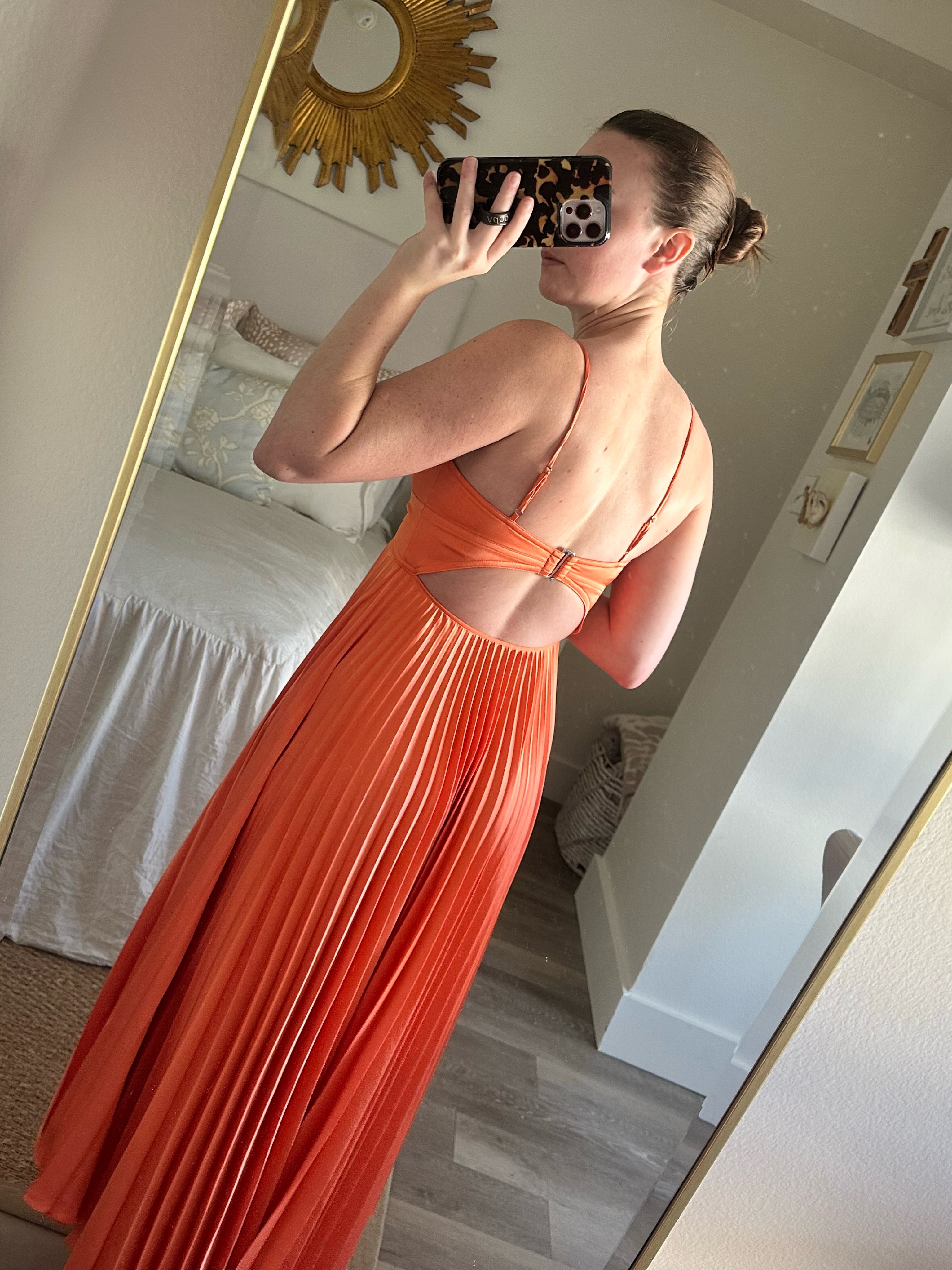 ALC Orange Pleated Midi Cami Dress by ALC - Pickle