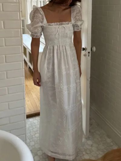 Hill House THE SCARLETT NAP DRESS IN WHITE PATCHWORK ORGANZA by