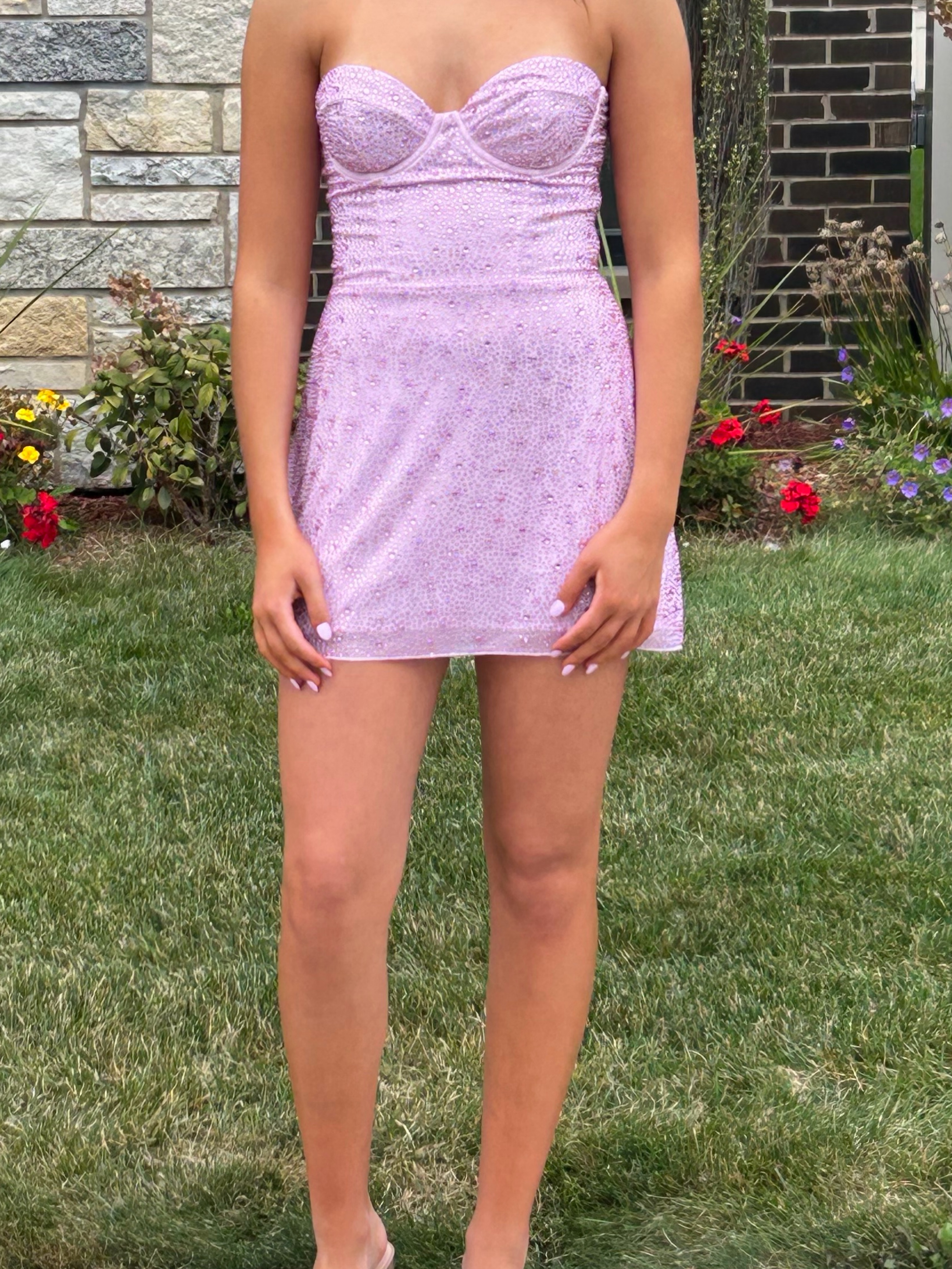 red dress embroidery Roxanne Embroidered Short Lilac Ballgown with Puffy Size:Coat Size 44 What sizes are available dusty blue prom dresses