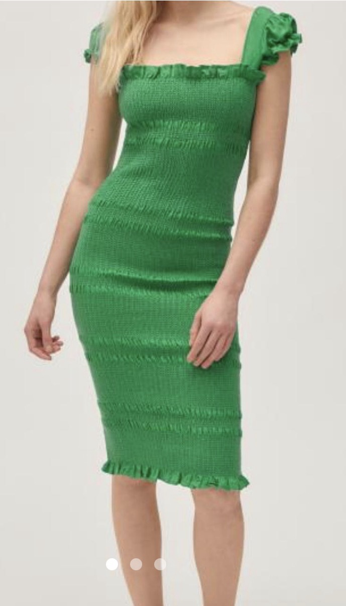 Smocked Green Midi Dress