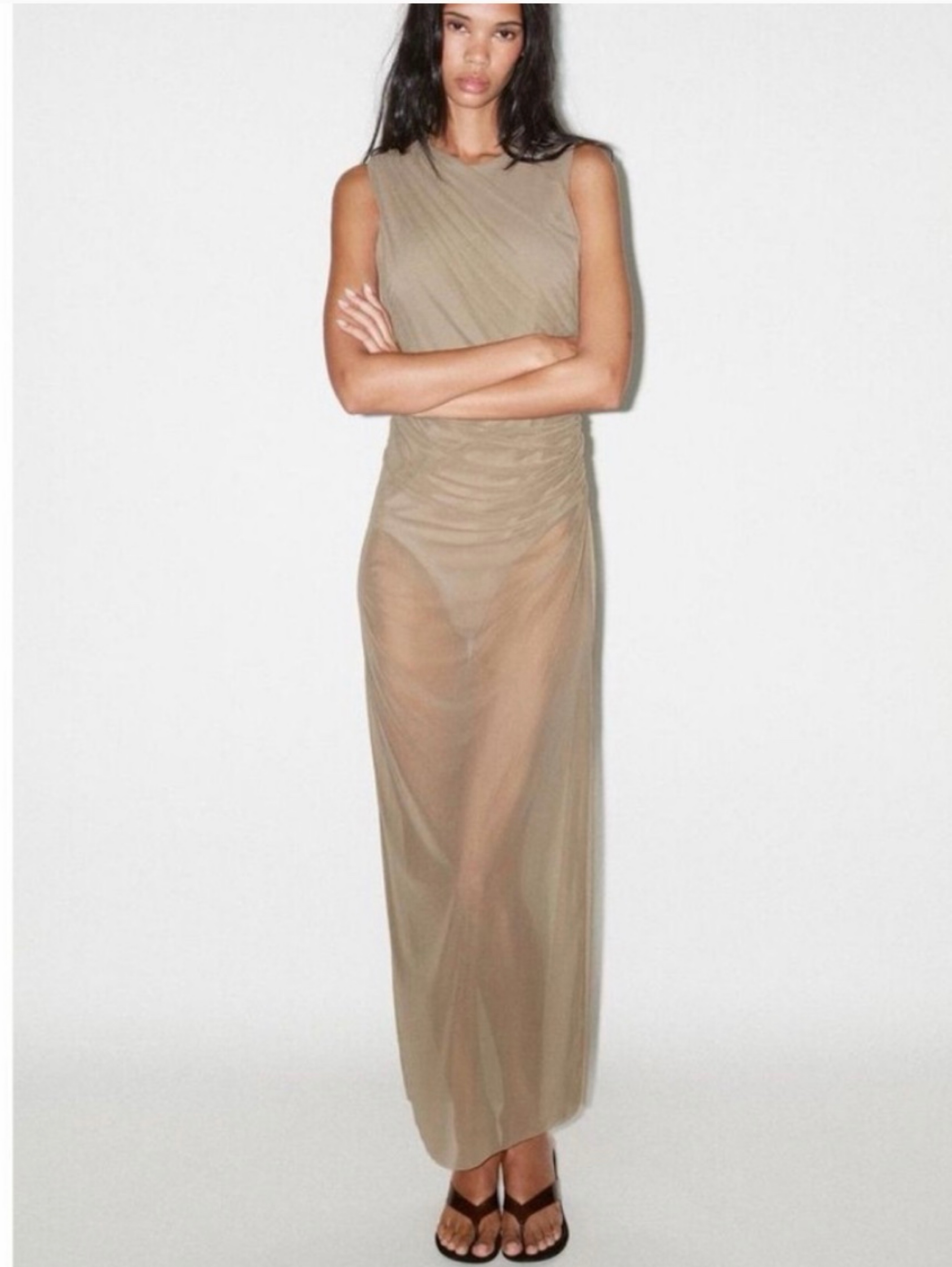 tulle bodycon dress Elyssa Rare Beauty Bustier Tulle Bodycon Dress M / Mocha
