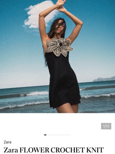 Zara Flower Crochet Mini Linen Dress by Zara
