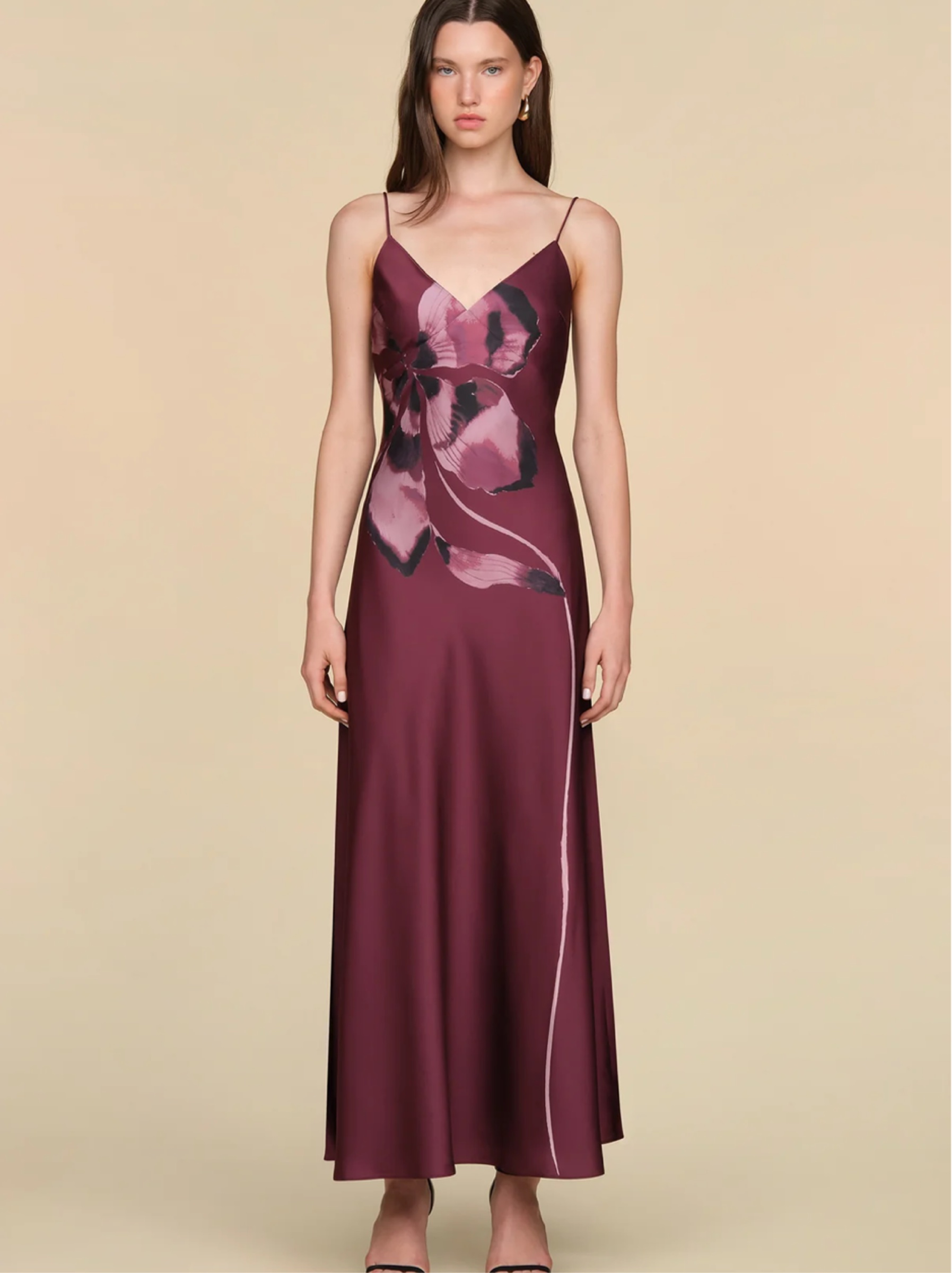 Amur Purple Silk Bias Cut Midi Dress by AMUR