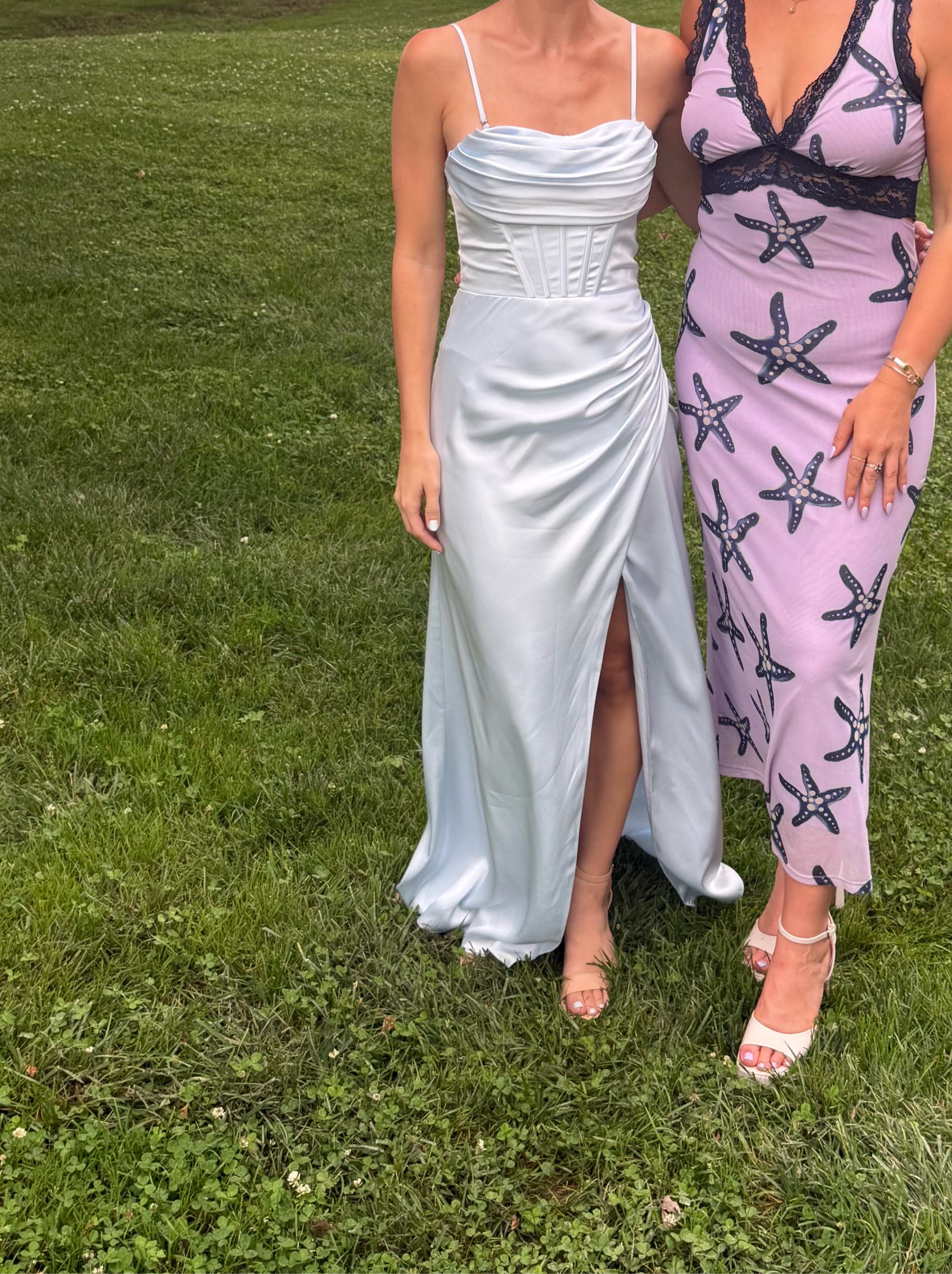 birdy grey blue dresses Dusty Blue Bridesmaid Dress Matte Satin Size XS