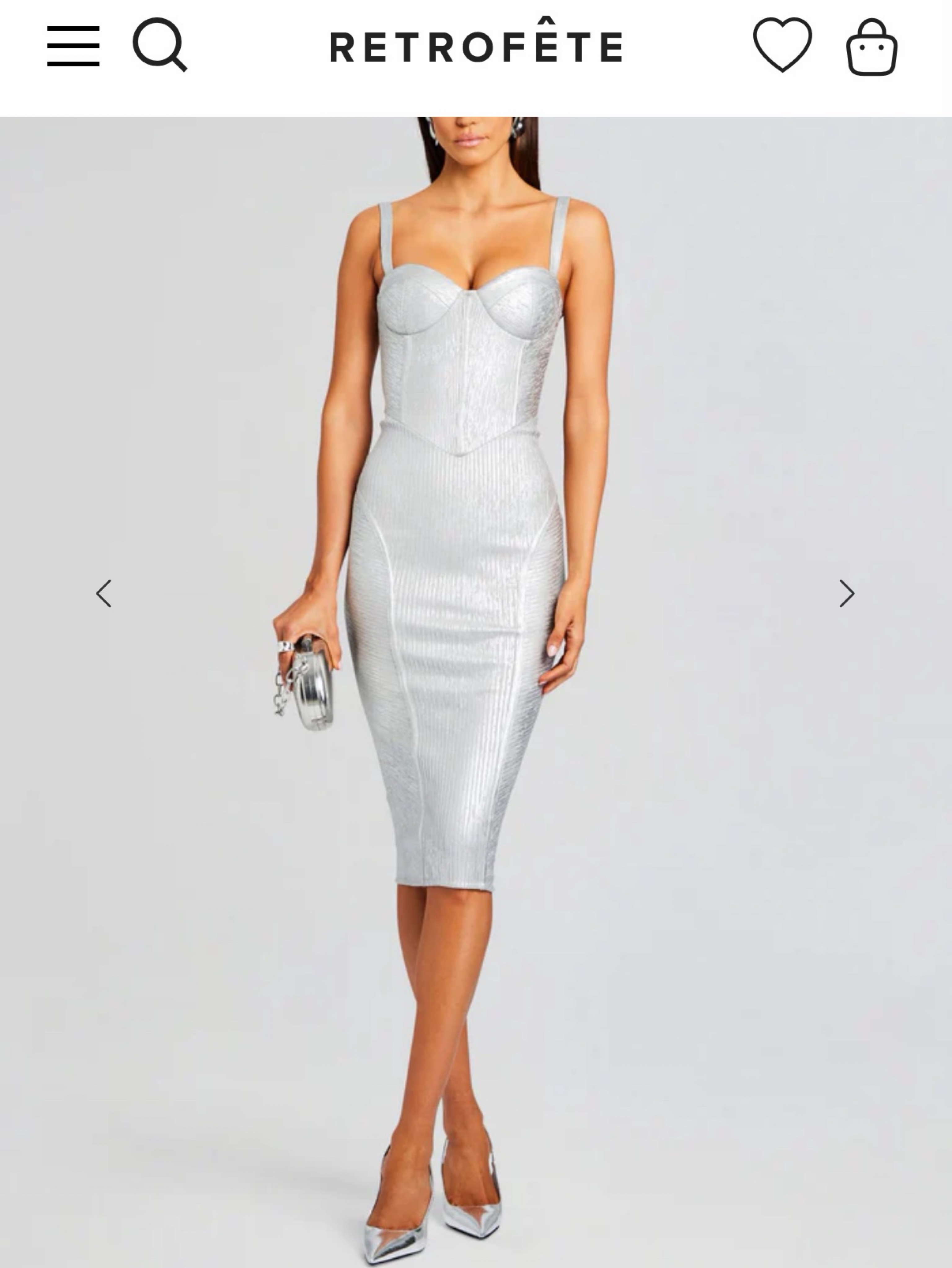 zora coated knit dress retrofete Zora Knit Dress in Coated Silver