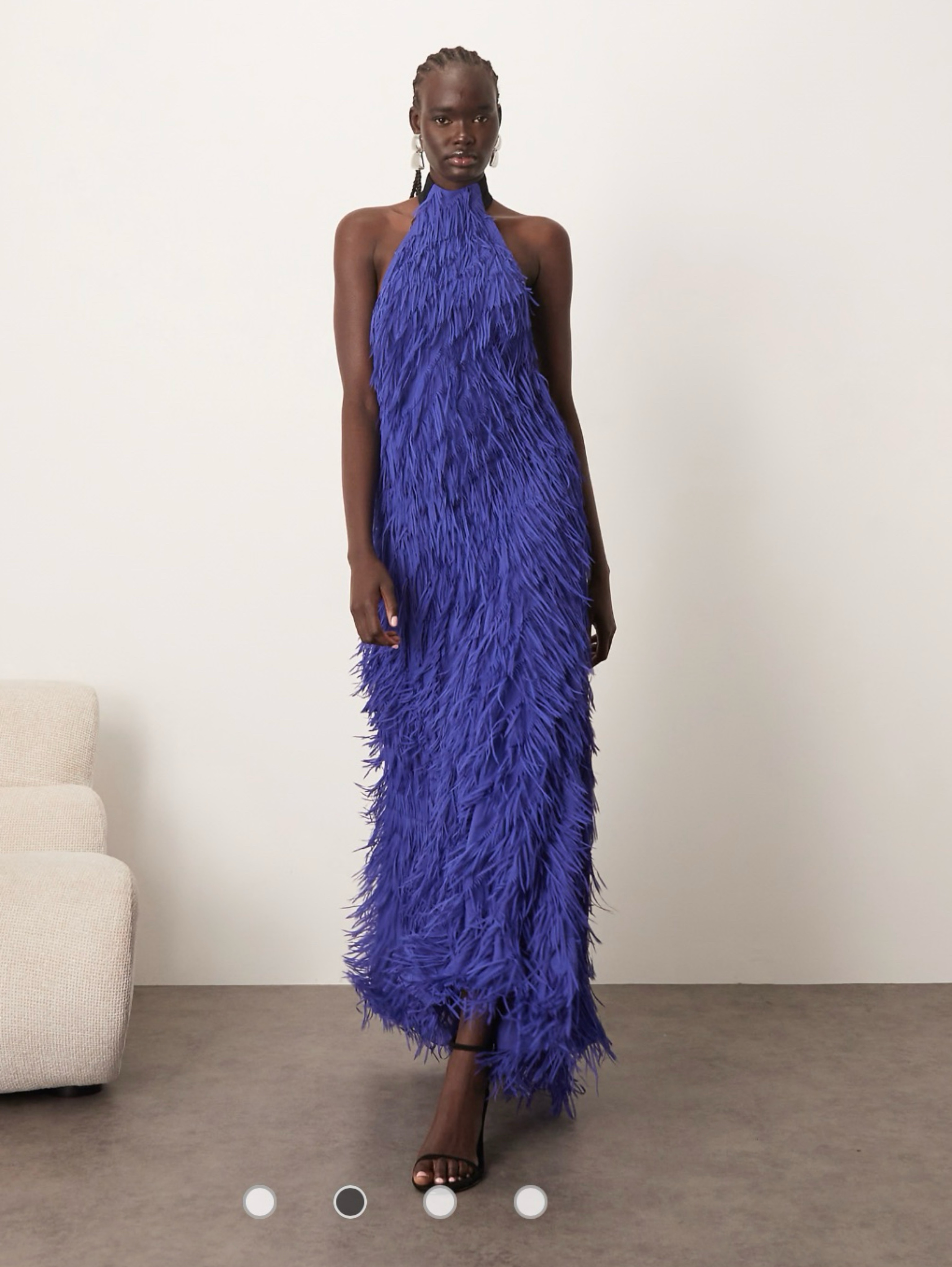 asos blue dresses ASOS DESIGN + Petite Scoop Neck Mini Satin Slip Dress in Sapphire Blue