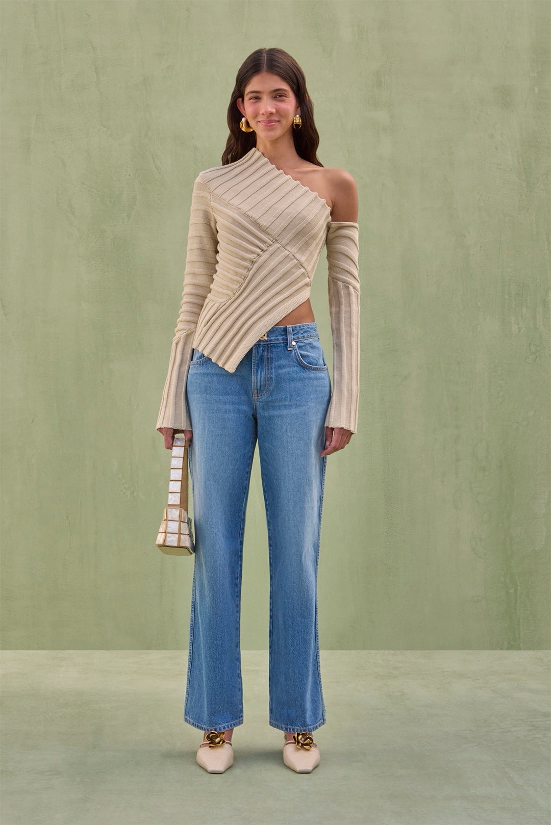 Cult Gaia Jaidan Knit Top in Beach by Cult Gaia - Pickle