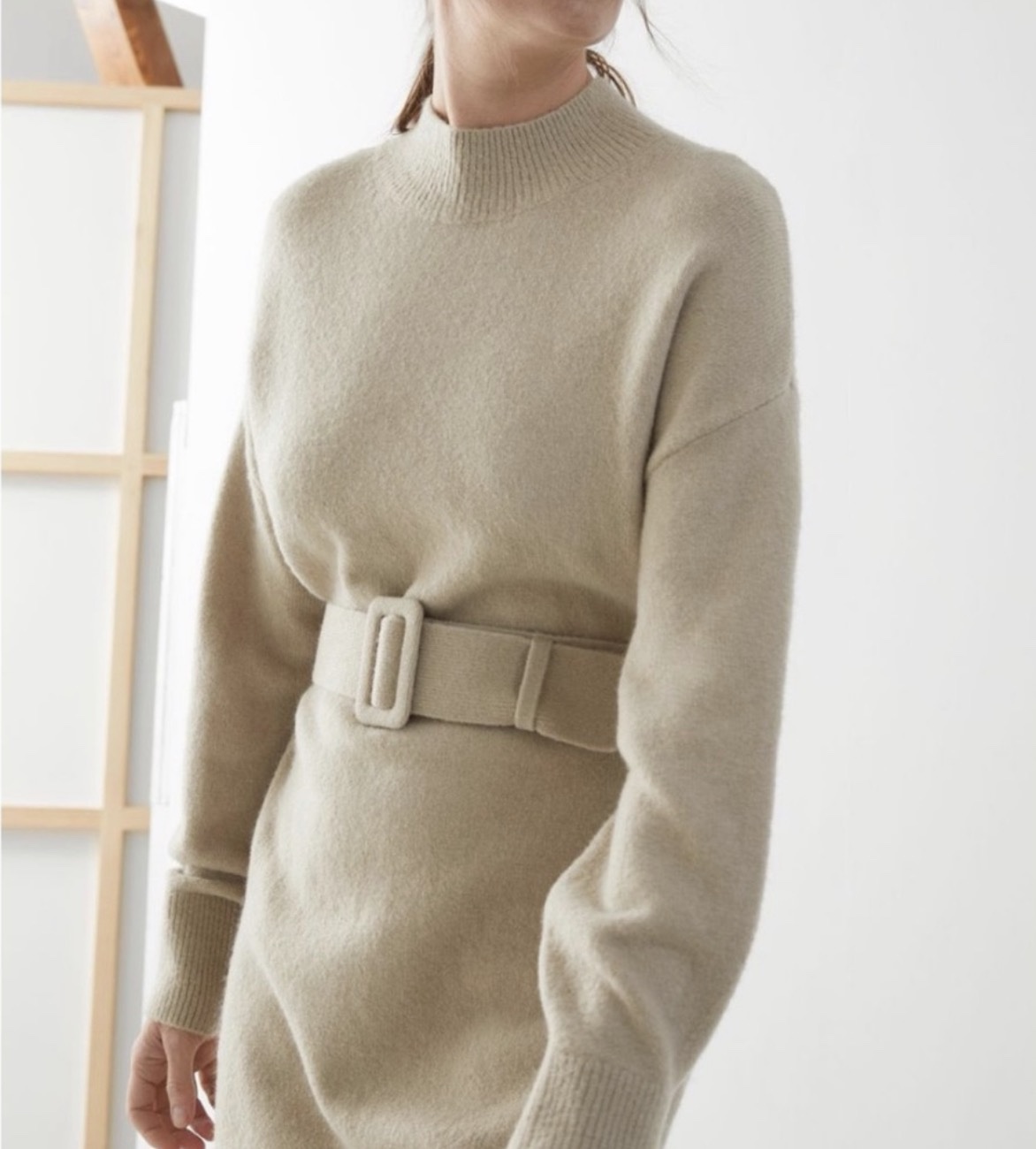 & Other Stories Belted Knit Mini Dress in Beige by & Other Stories - Pickle