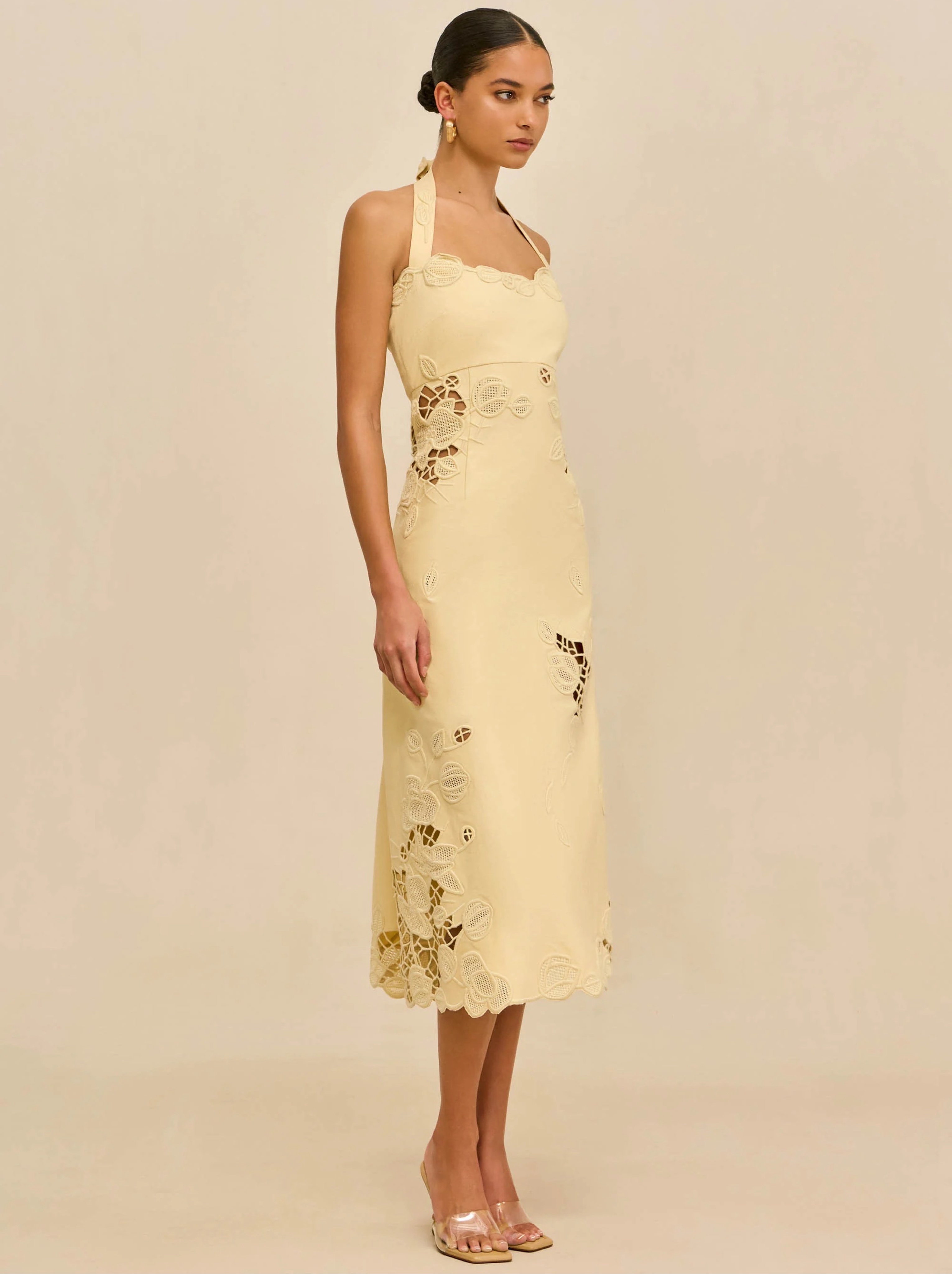 Cult Gaia Fernanda Midi Halter Dress in Yellow