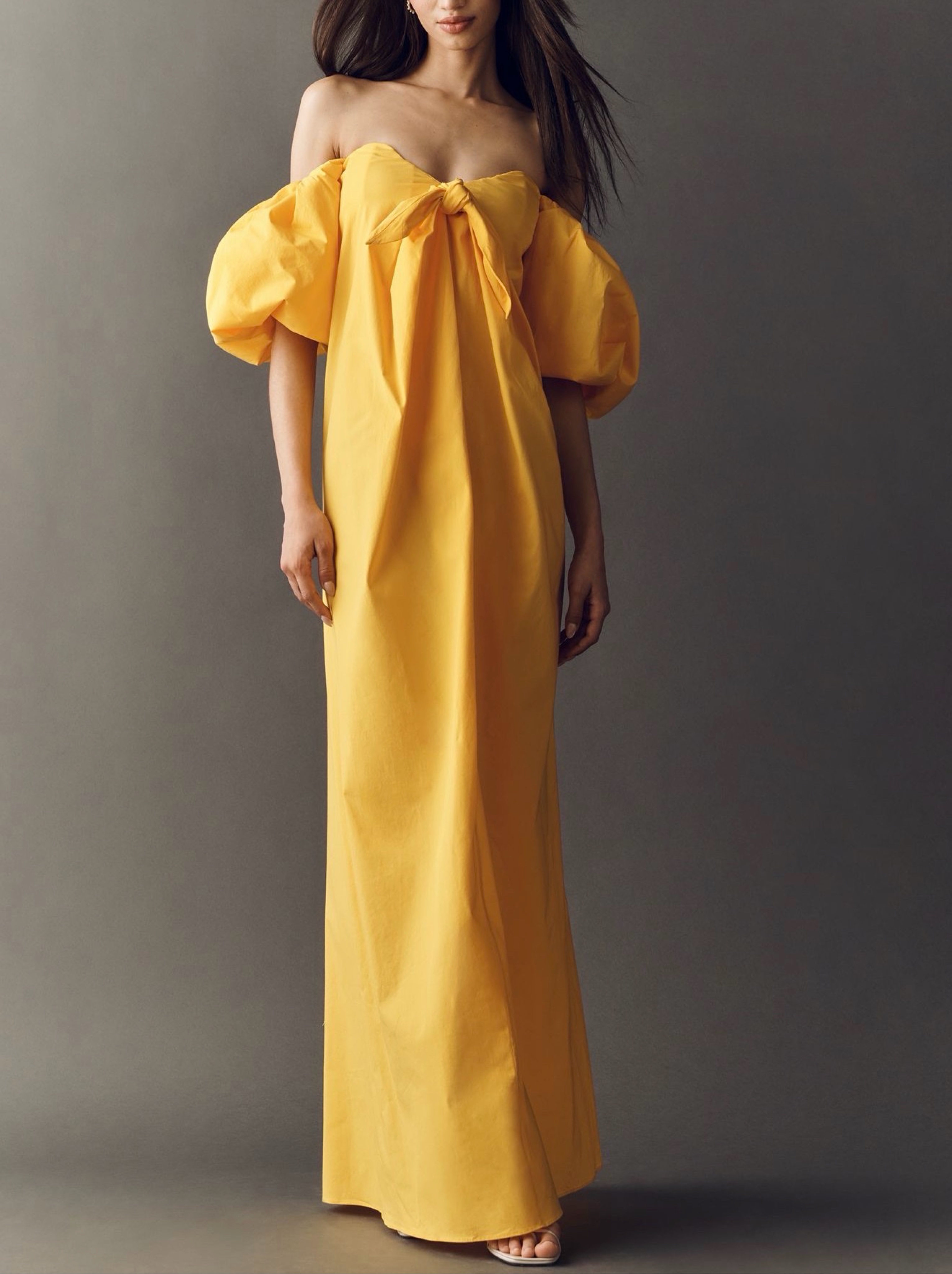 Caroline Constas Reyna Off the Shoulder Dress in Saffron