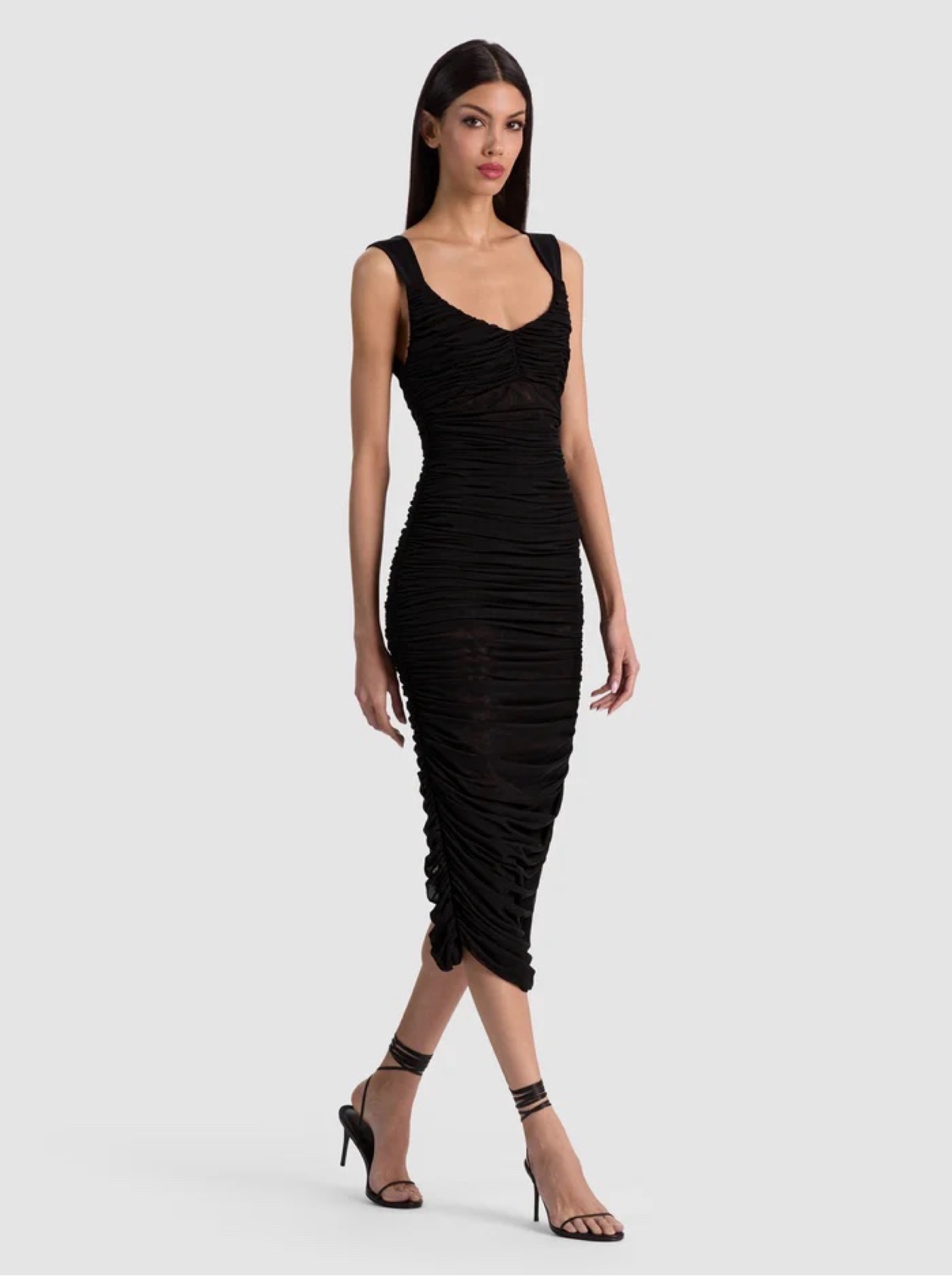 Alice + Olivia シルク混んスネークプリントラップ風ワンピース 4 Alice & Olivia RENEE SHEER MIDI DRESS by Alice + Olivia | Pickle