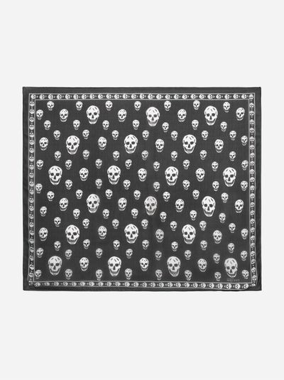 Alexander McQueen Classic Silk Skull Scarf in Black by Alexander