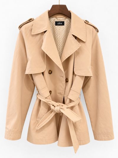 Oltre Beige Cotton Trench Jacket XL by Vintage - Unknown | Pickle