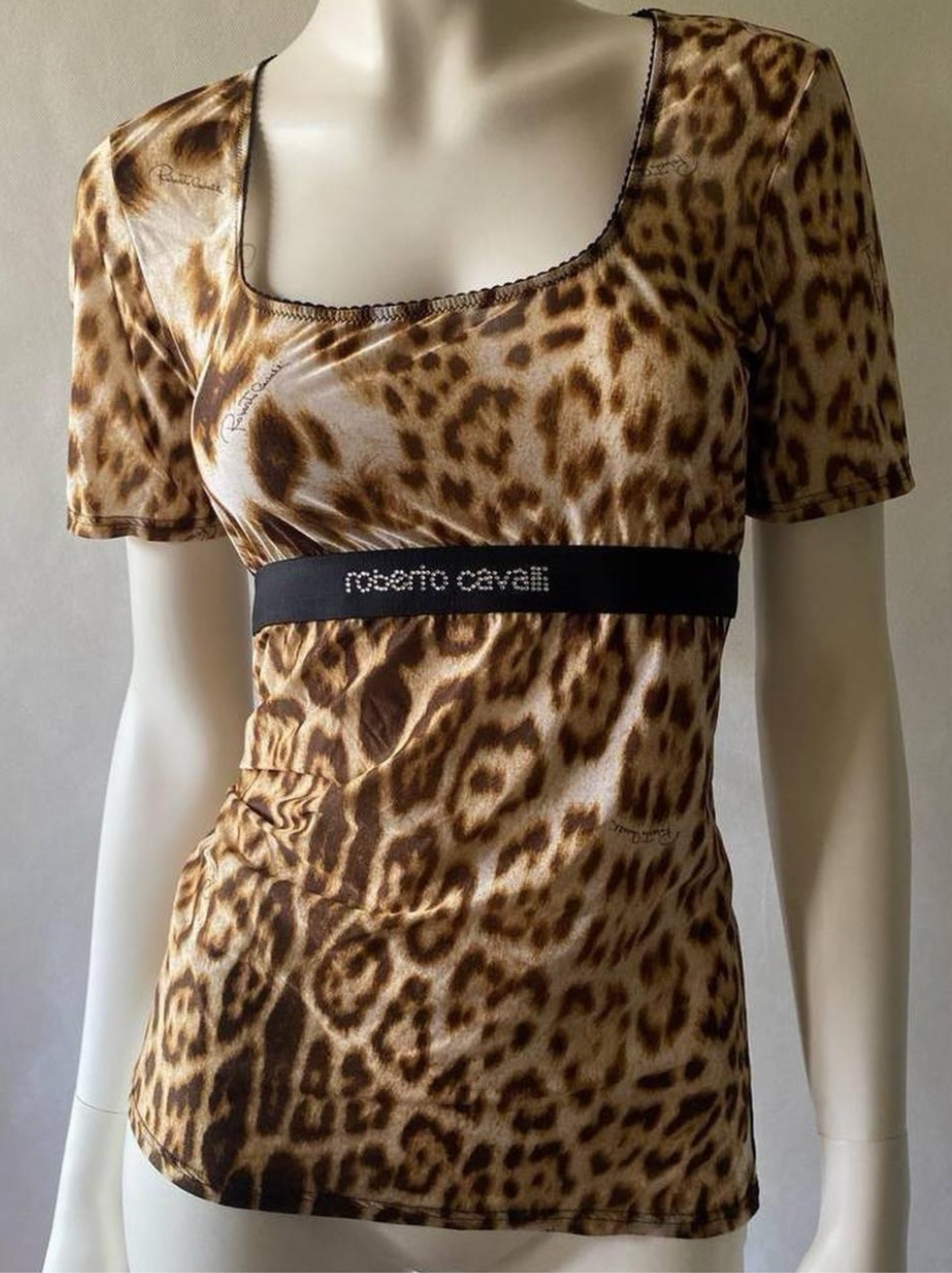 Authentic 2000s Roberto Cavalli top t shirt vintage Animal leopard