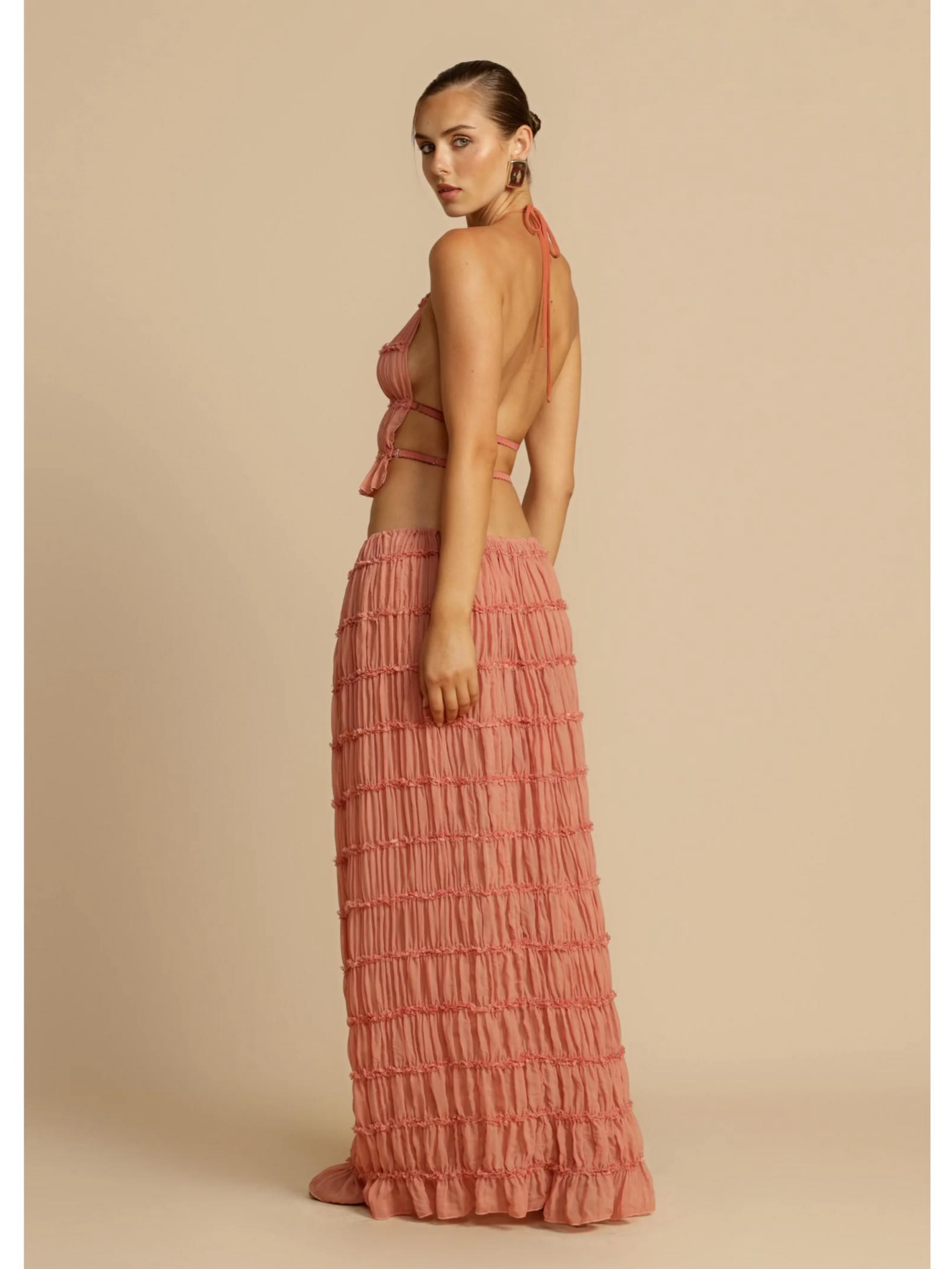 Arcina Ori Juliette Halter and Skirt Set in Peach | Matching Set