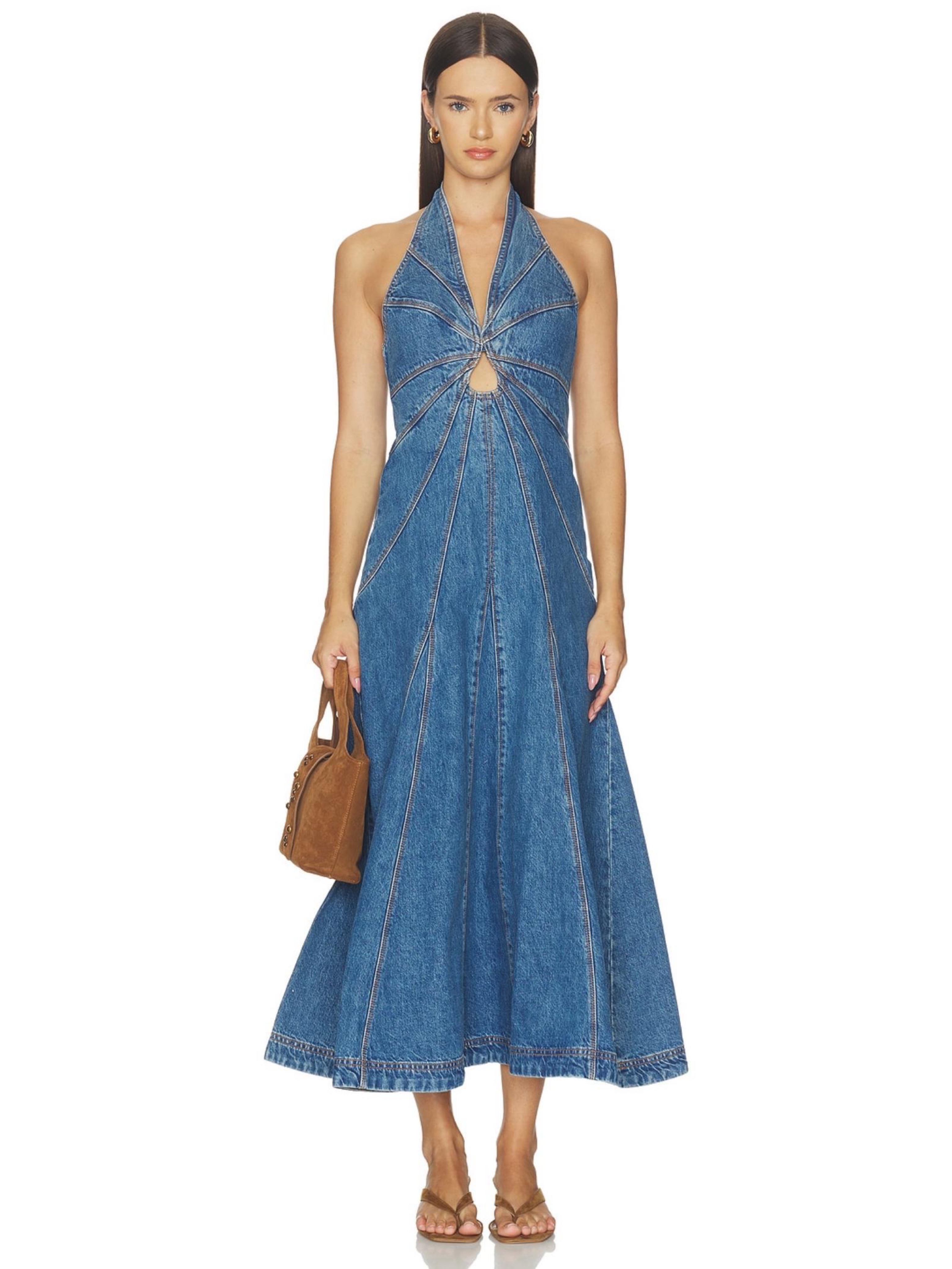 tiana dress blue Front Tie Thin Strap Mini starry night gown The asymmetric neckline makes 1970s Ecuadorian Embroidered Cotton Size:11 1/2 Medium