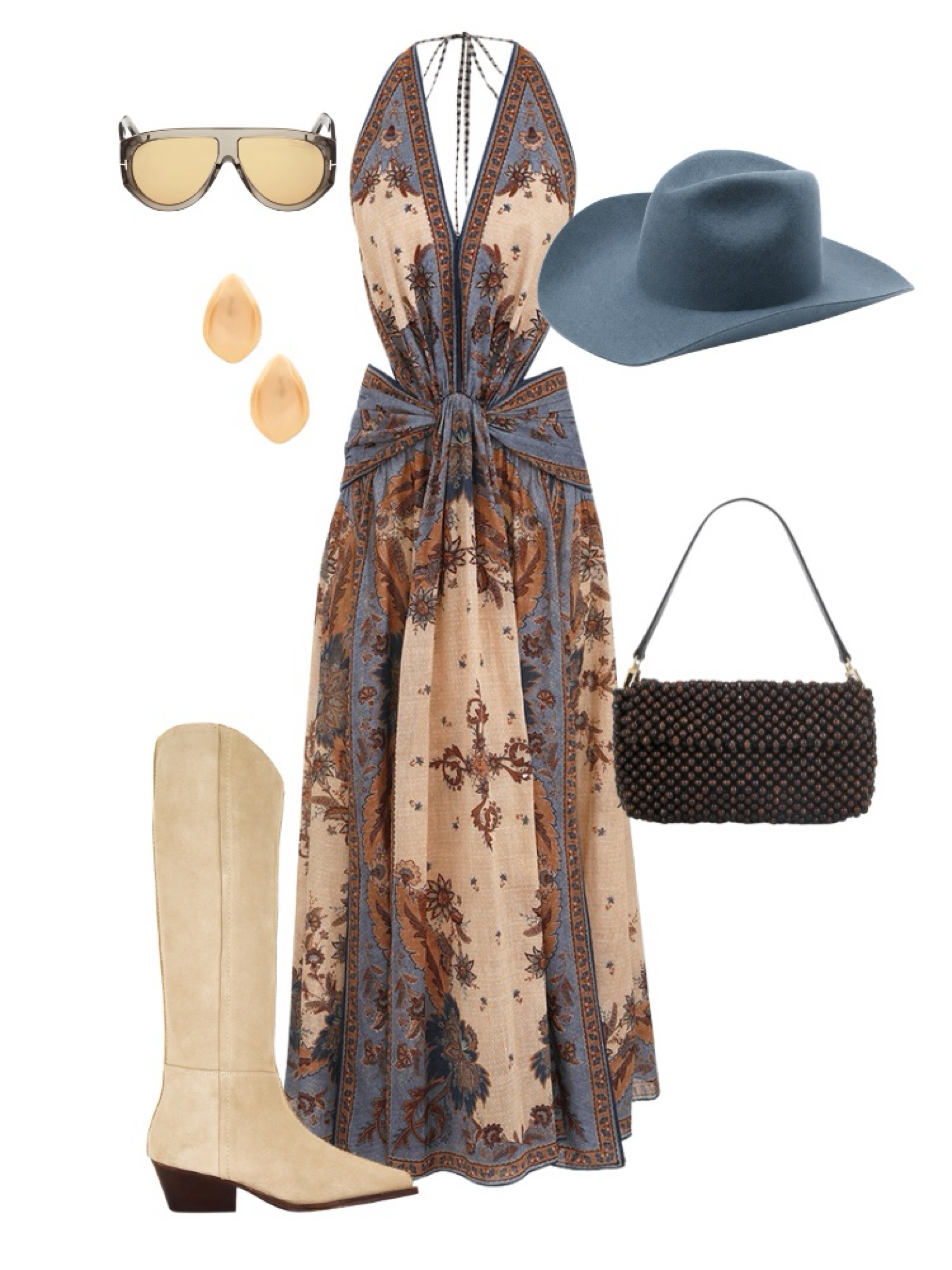 Zimmermann Ascension Plunge Halter Dress | Western Chic, Vacation