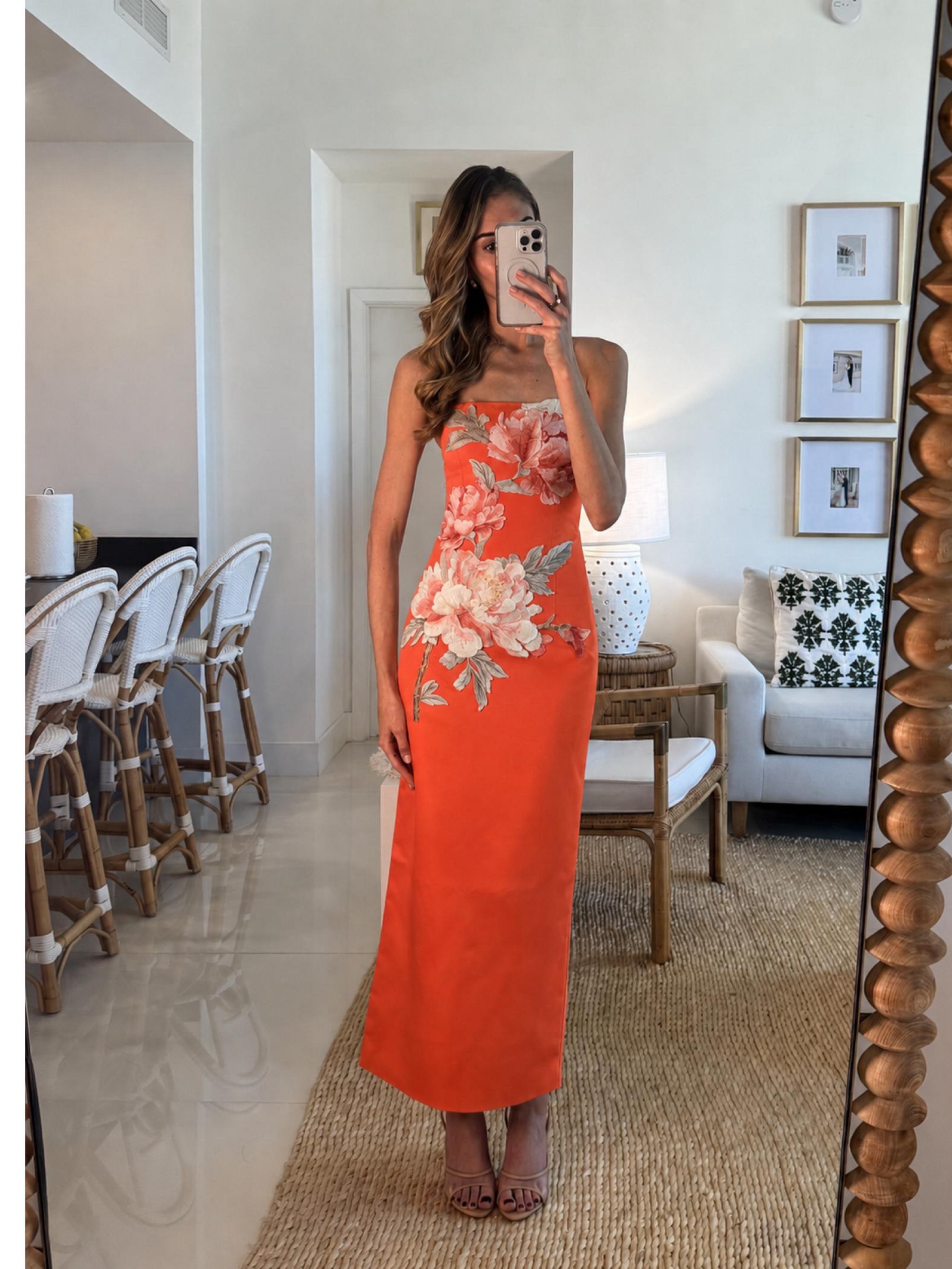 Leo Lin Orange Maxi Dress | Orange Wedding Guest Dress, Orange Bridesmaid Dress, Leo Lin Dress