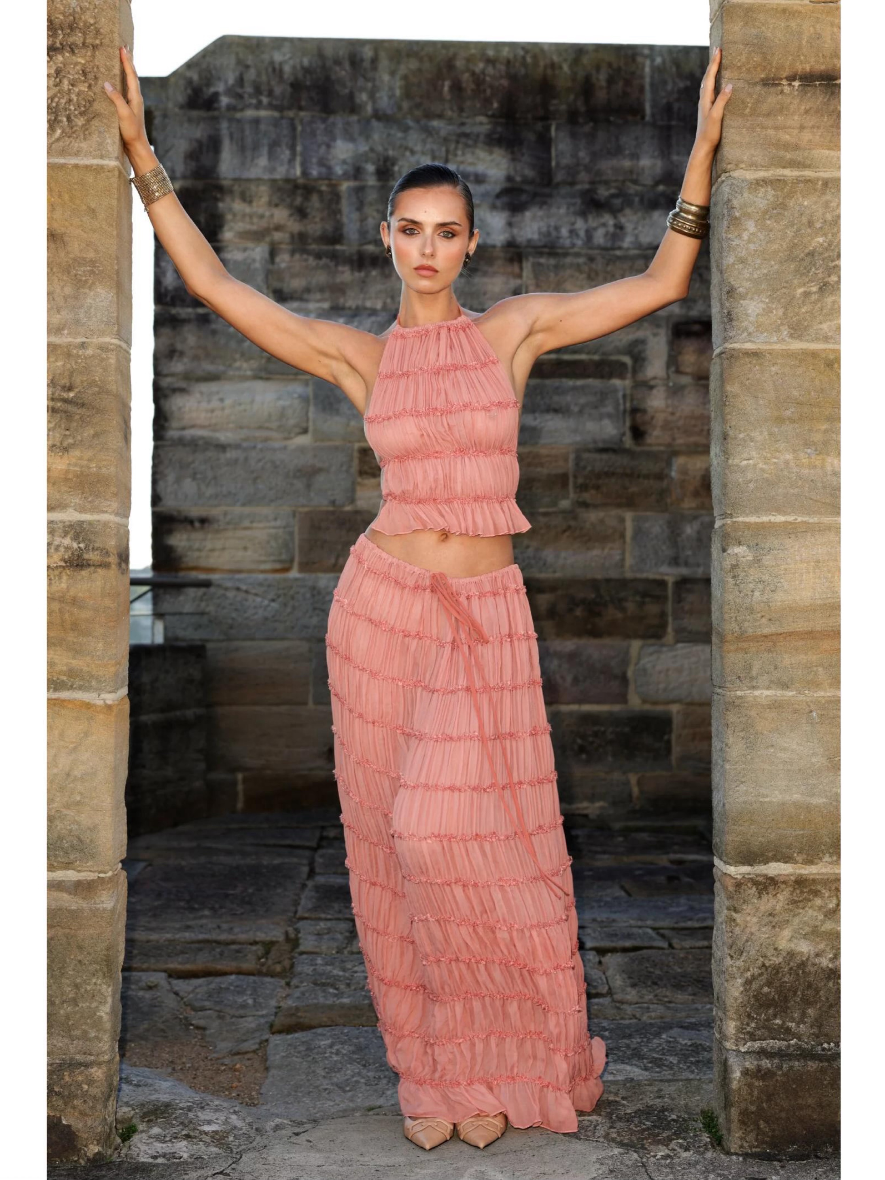 Arcina Ori Juliette Halter and Skirt Set in Peach | Matching Set