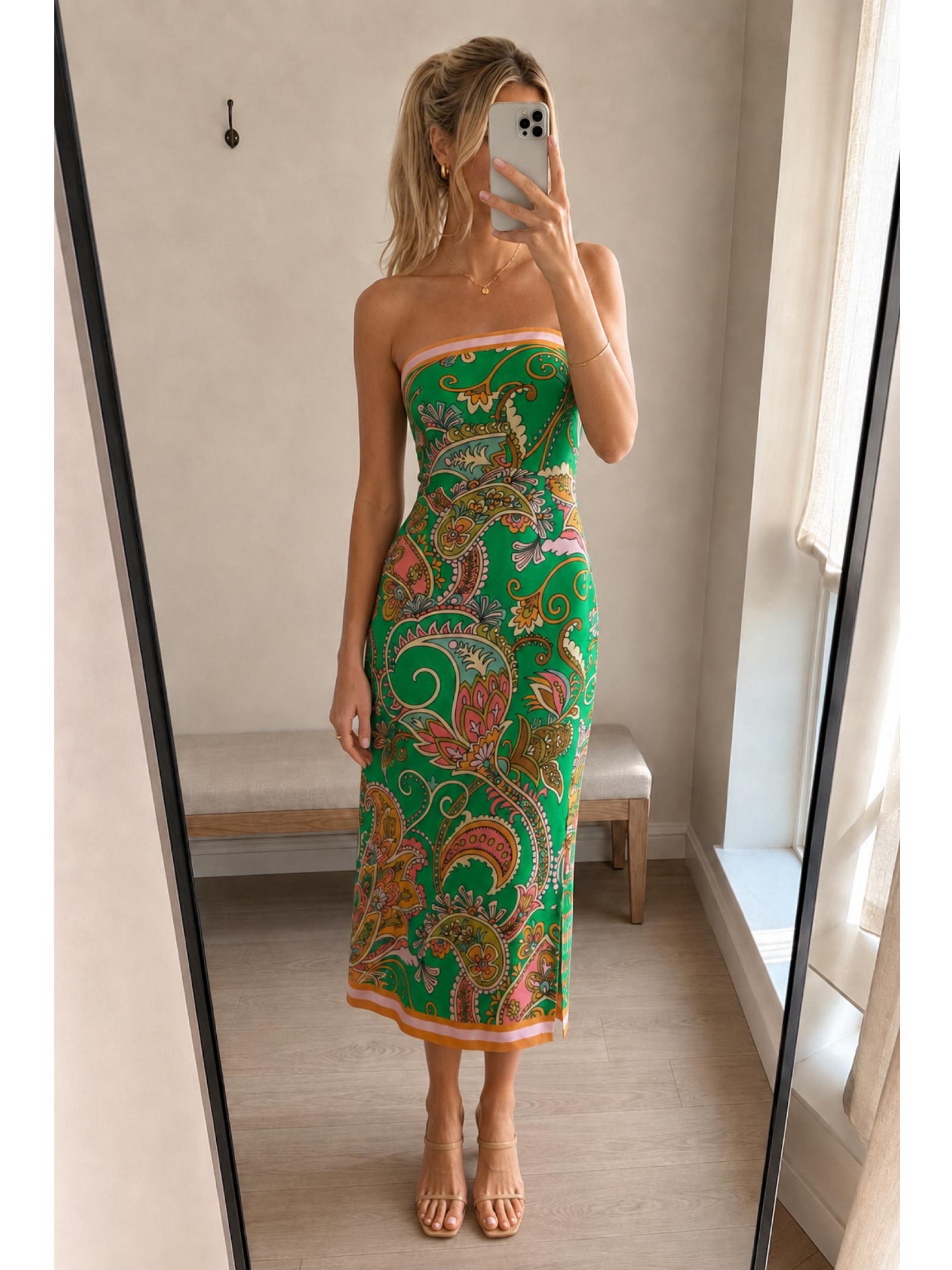 💚NEW Alemais Marion Bodice Dress | Tropical Wedding Guest Dress, Western Chic, Green Dress