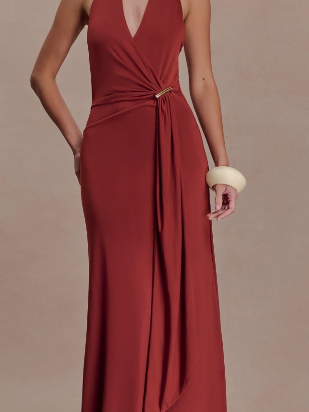 slinky halter neck dress Maxi by Meshki maternity-photoshoot-gowns