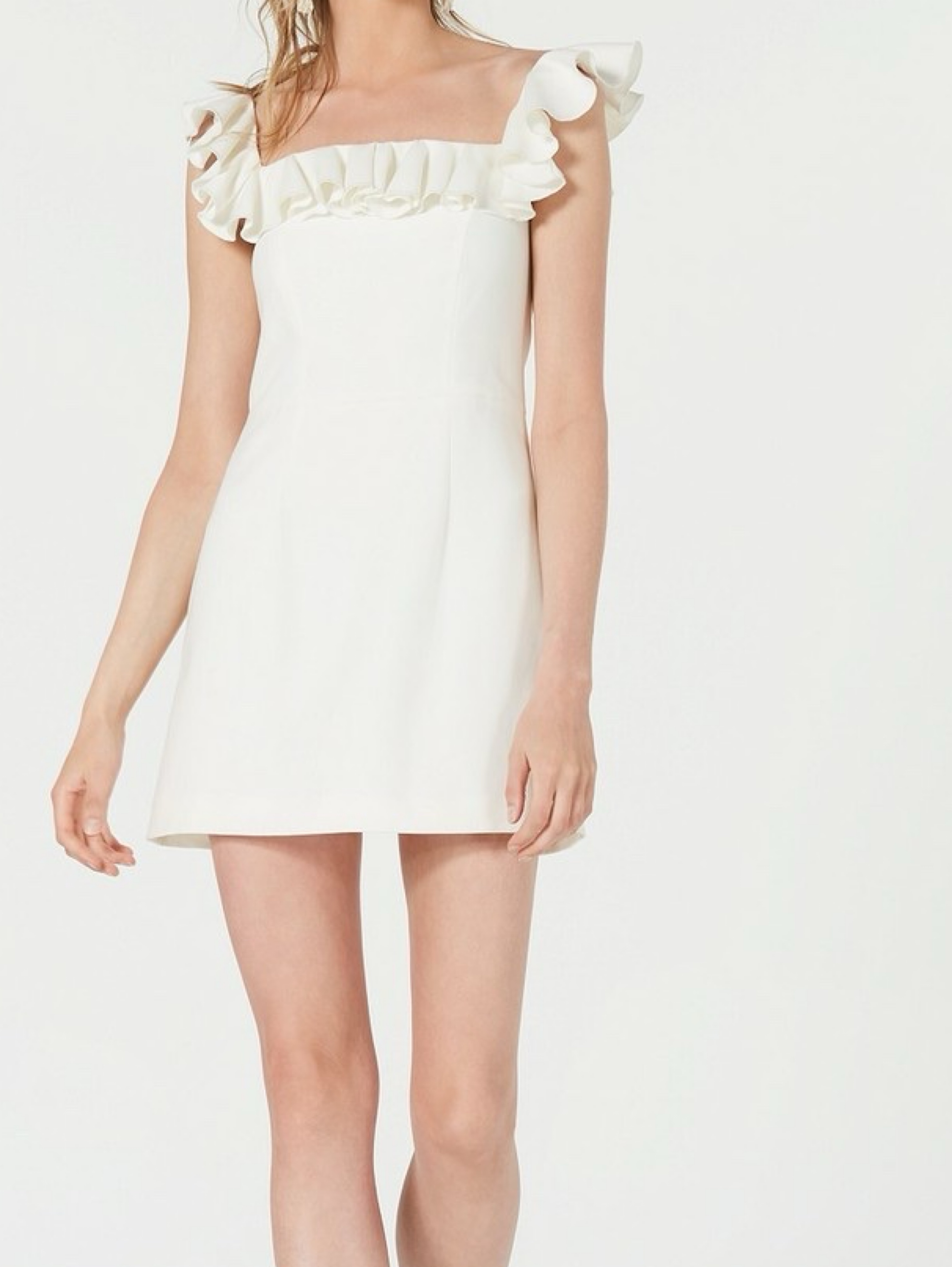 french connection off the shoulder mini dress French Connection White Ruffled Off-The Shoulder Mini Dress by French  Connection