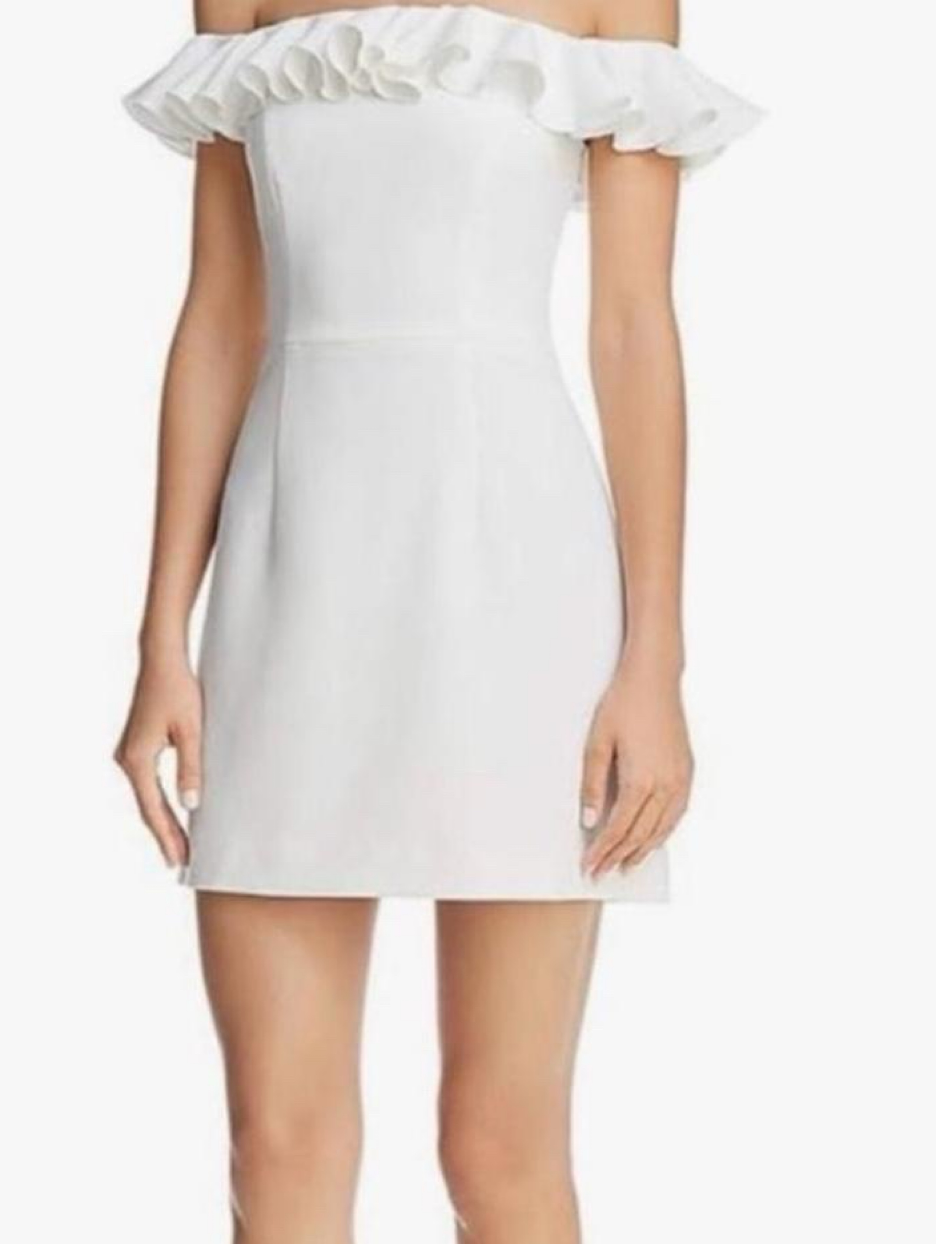 french connection off the shoulder ruffle dress French Connection White off the shoulder ruffle dress