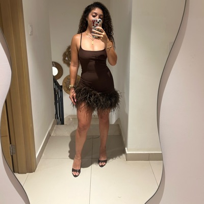 fawn black feather skirt bodycon dress Brown Mini by Fashion Nova Heidi Black Mini Dress NECKLINE:High Neck 9% Nylon Color:Tan Animal Print